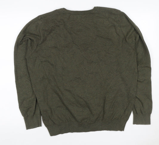 Ben Sherman Men’s Green L Cotton Crew Neck Logo Pullover Jumper