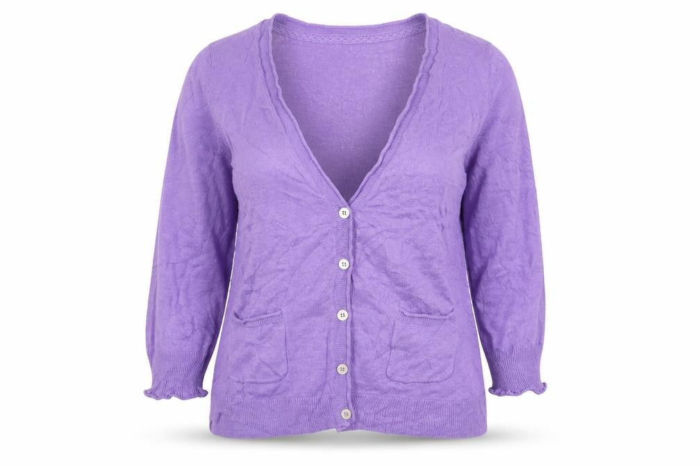 Laura Ashley Women Purple Linen Cotton V-Neck Cardigan UK 14
