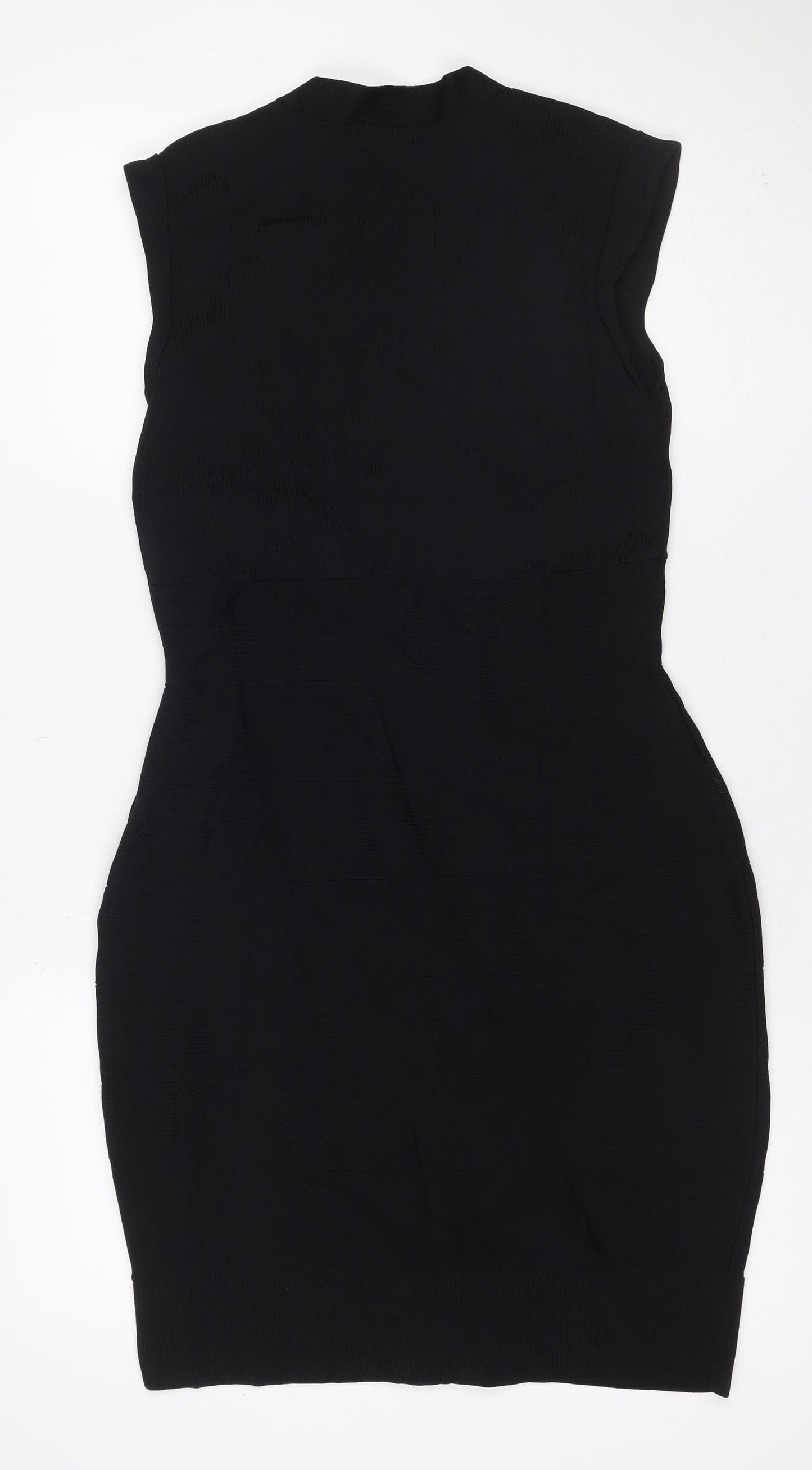 Phase Eight Women Black UK 12 Sleeveless V-Neck Knee Length Sheath Dress
