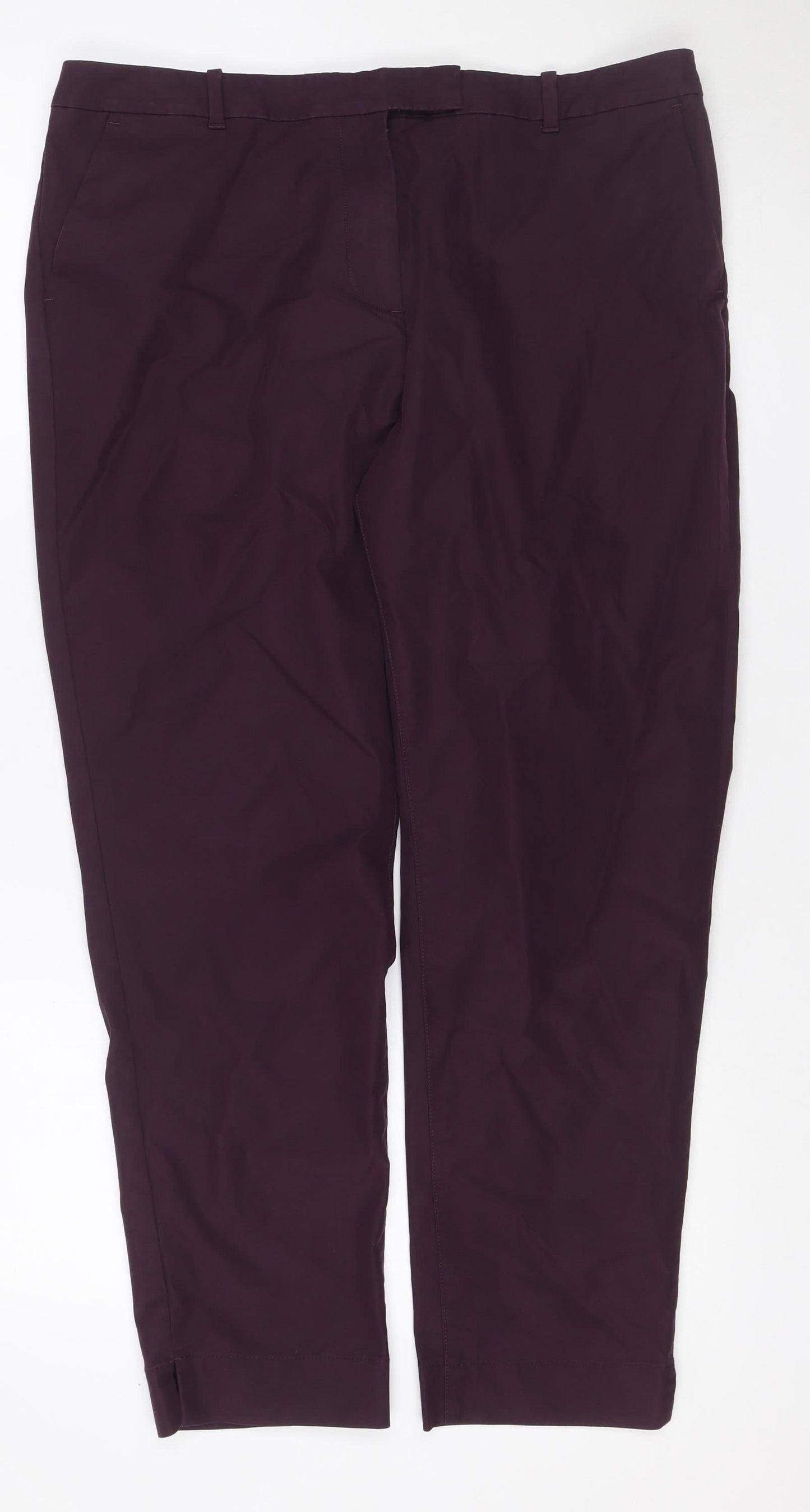 Marks & Spencer Women Purple Size 14 Regular Straight Dress Trousers