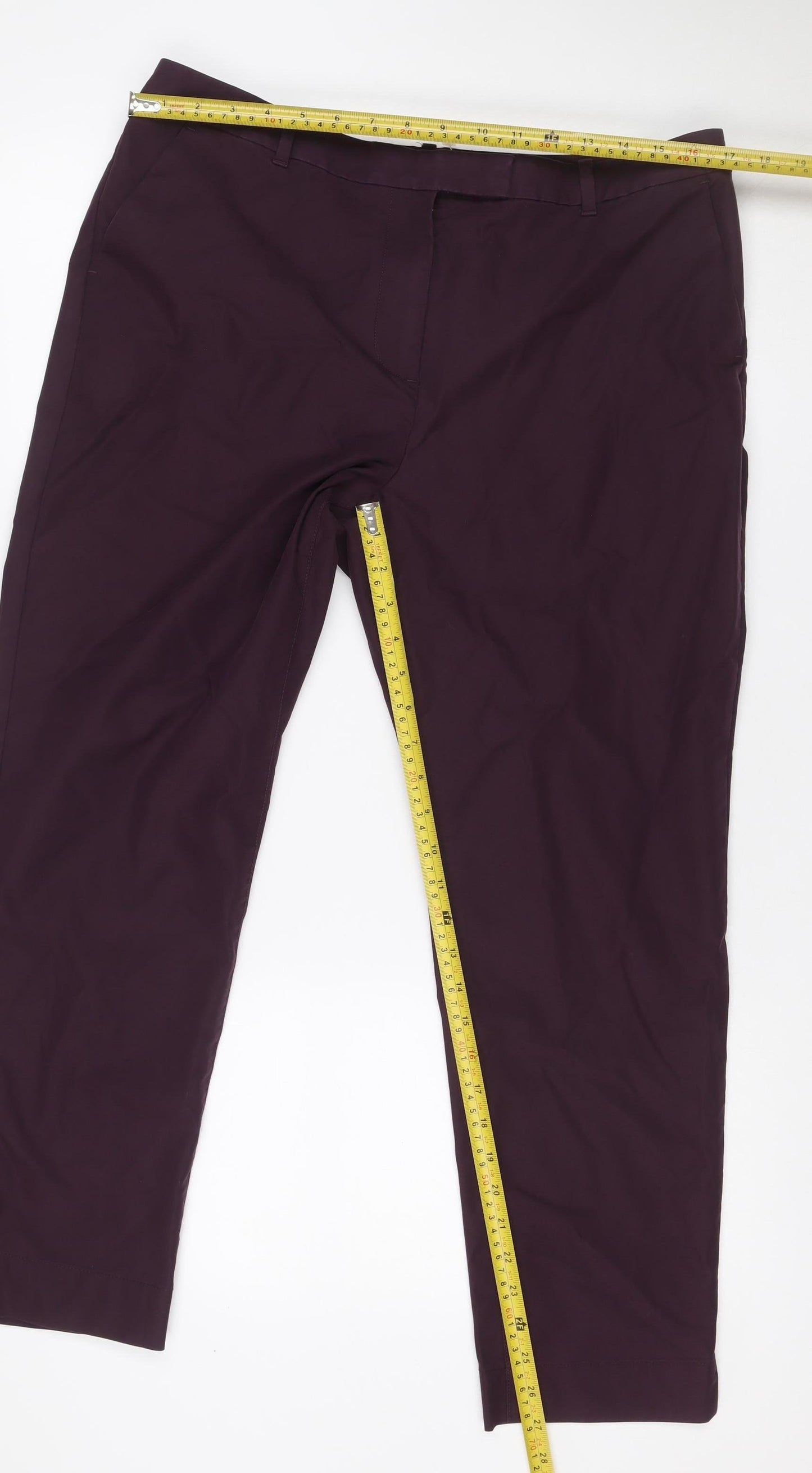 Marks & Spencer Women Purple Size 14 Regular Straight Dress Trousers