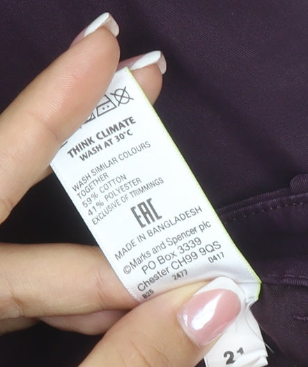 Marks & Spencer Women Purple Size 14 Regular Straight Dress Trousers