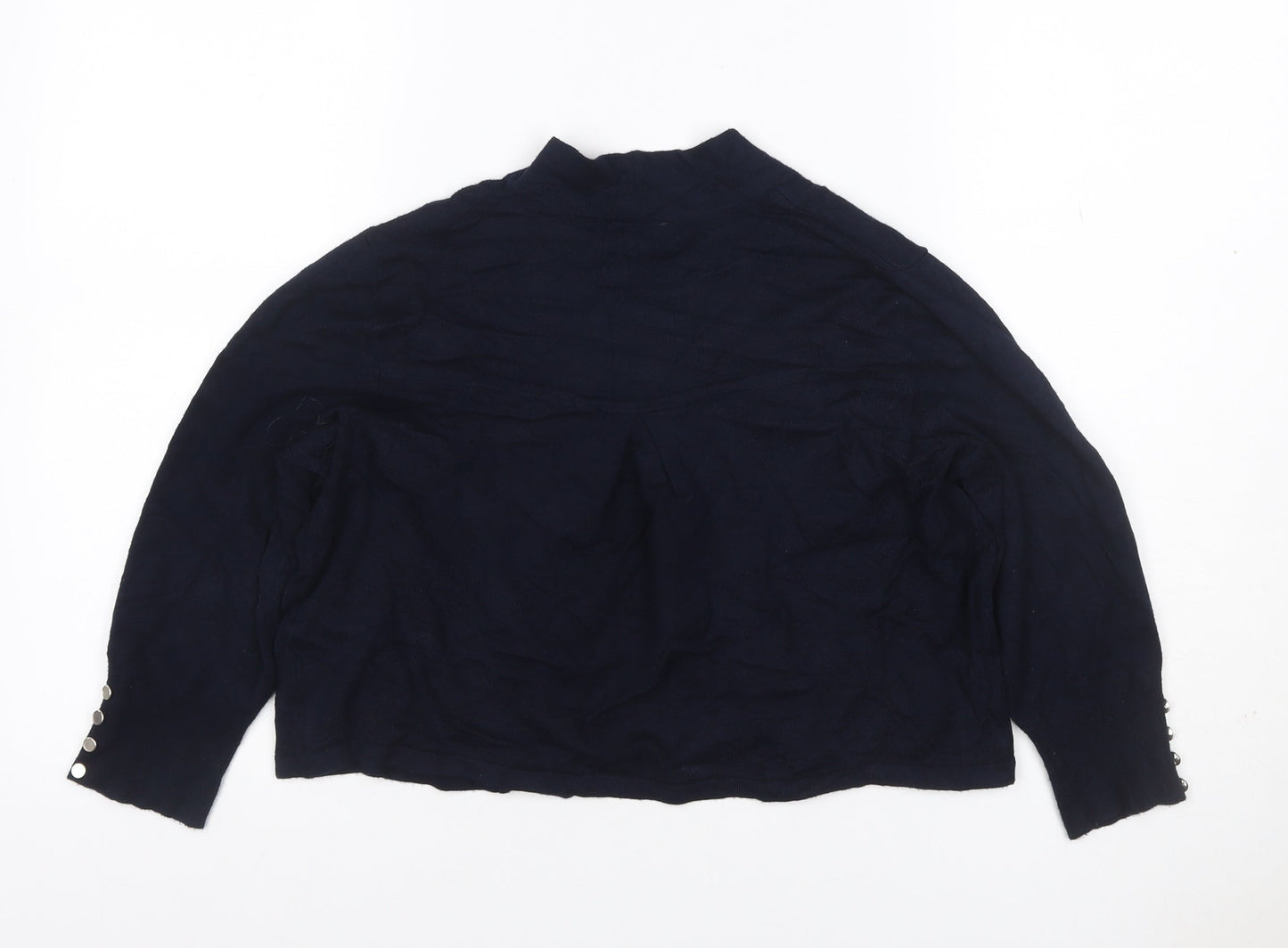 Wallis Women’s Navy Blue M Open Cardigan Gold Button Cuffs Long Sleeve