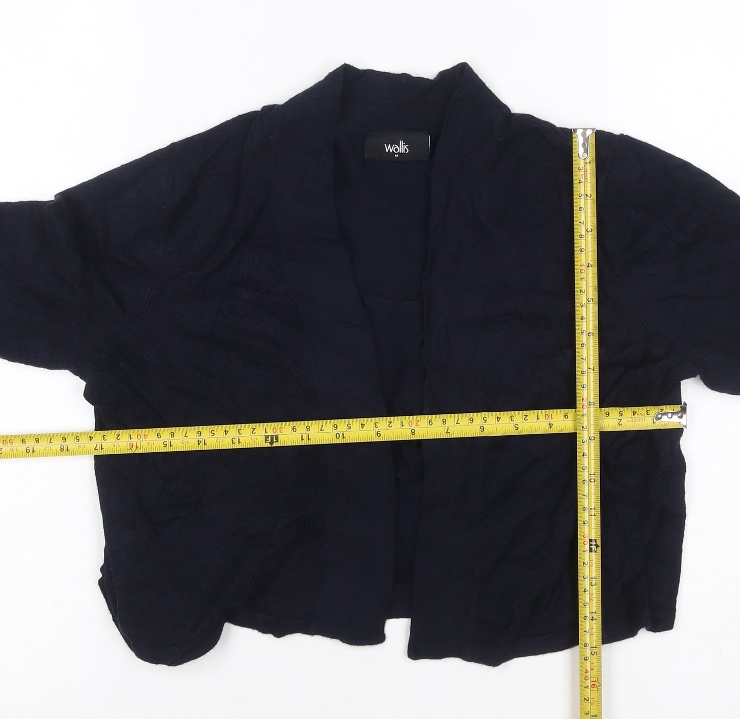 Wallis Women’s Navy Blue M Open Cardigan Gold Button Cuffs Long Sleeve