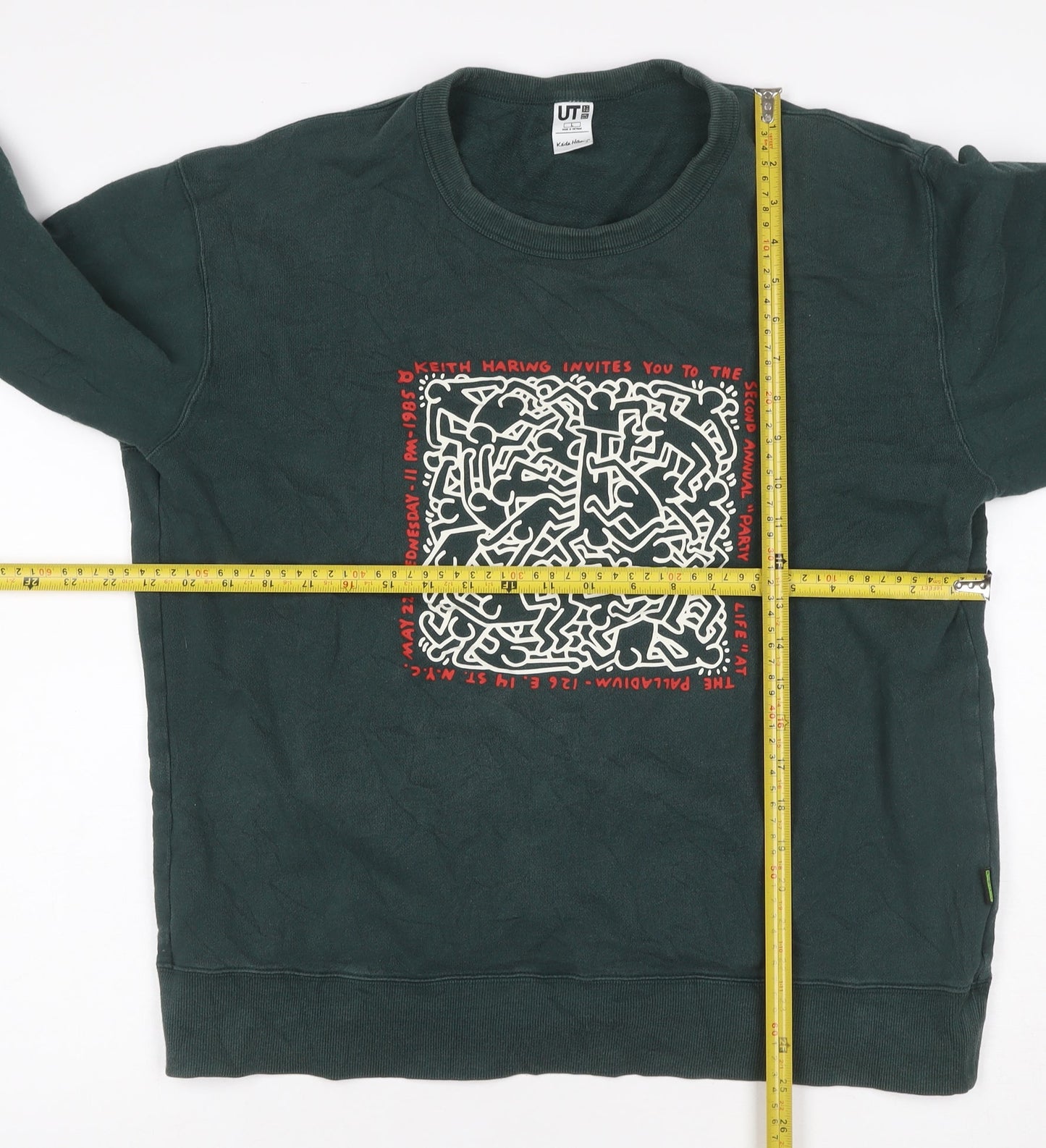 Uniqlo Keith Haring Unisex Adults Green L Graphic Pullover Sweatshirt