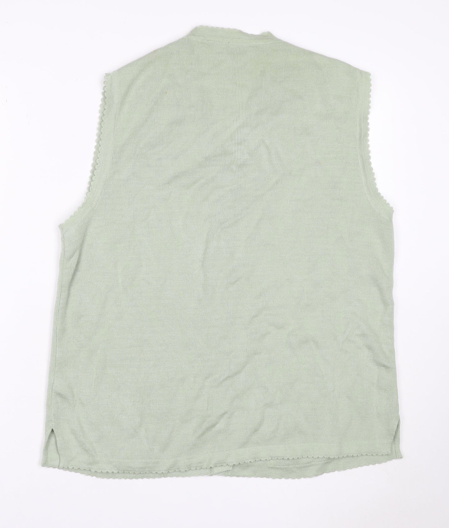 Lexy Women Green XL Sleeveless V-Neck Beaded Floral Cardigan