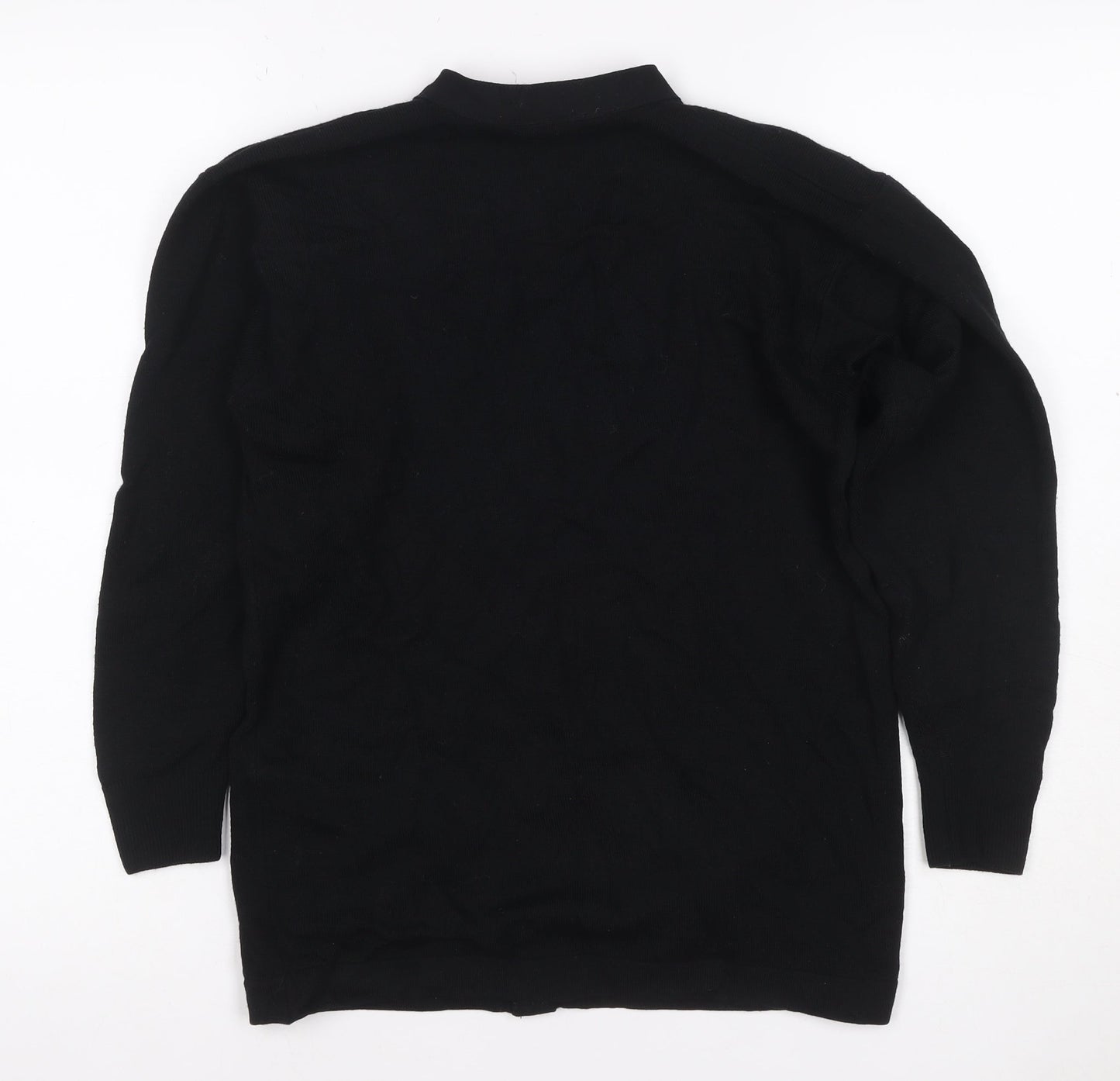 St Michael Women’s Black Size 10 Lambswool V-Neck Button Cardigan