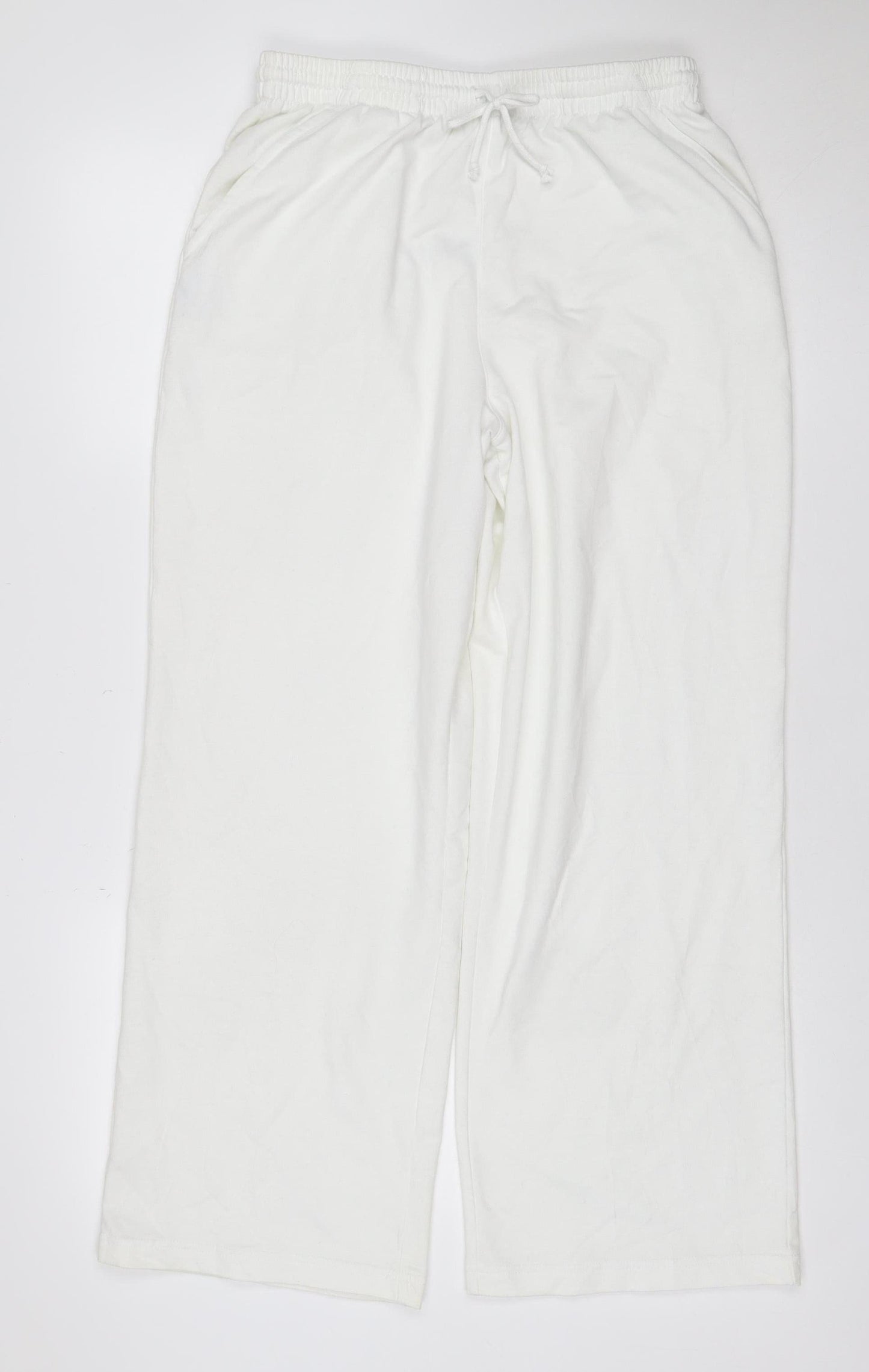 Cotton Traders Women White M Jogger Sweatpants Drawstring Pocket