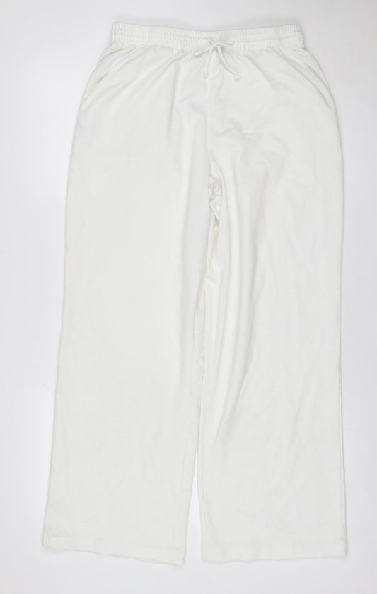Cotton Traders Women White M Jogger Sweatpants Drawstring Pocket