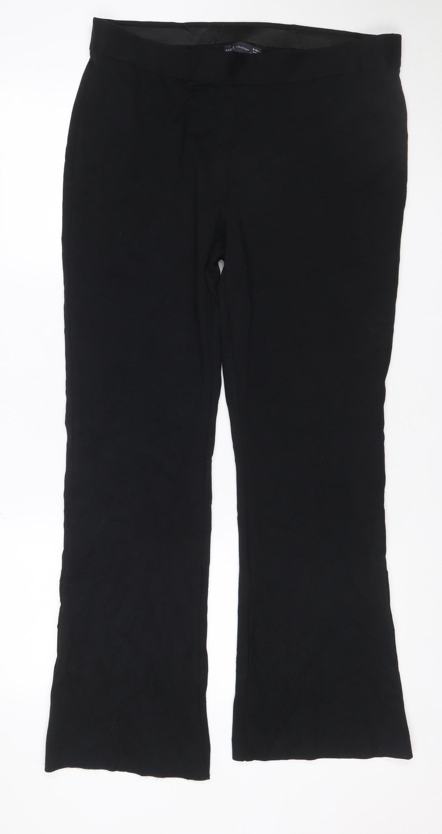 Marks and Spencer Women Black UK 18 Wide Leg Pull-On Trousers