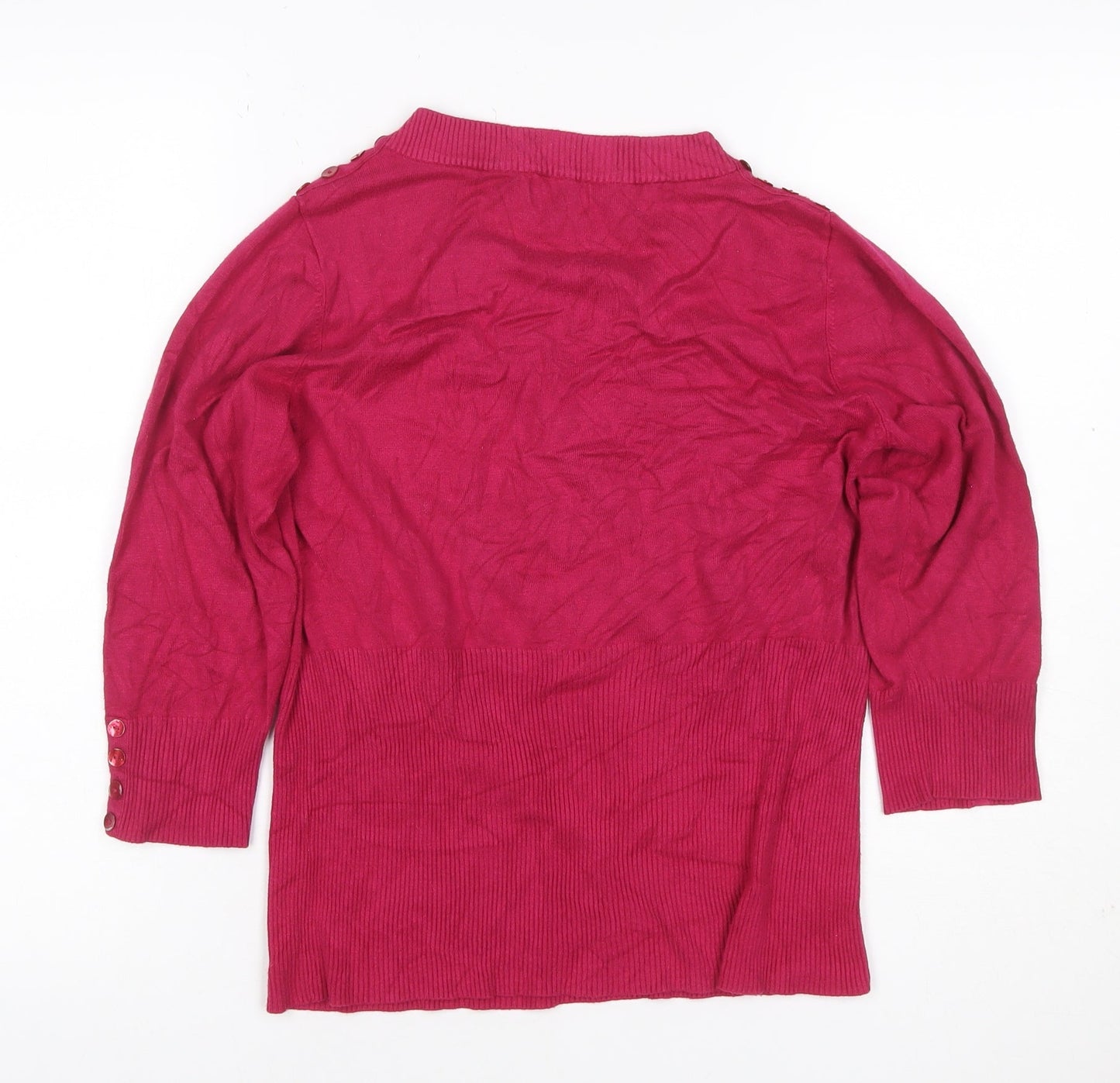 Alexon Women’s Pink L Scoop Neck Button Shoulder Knit Jumper