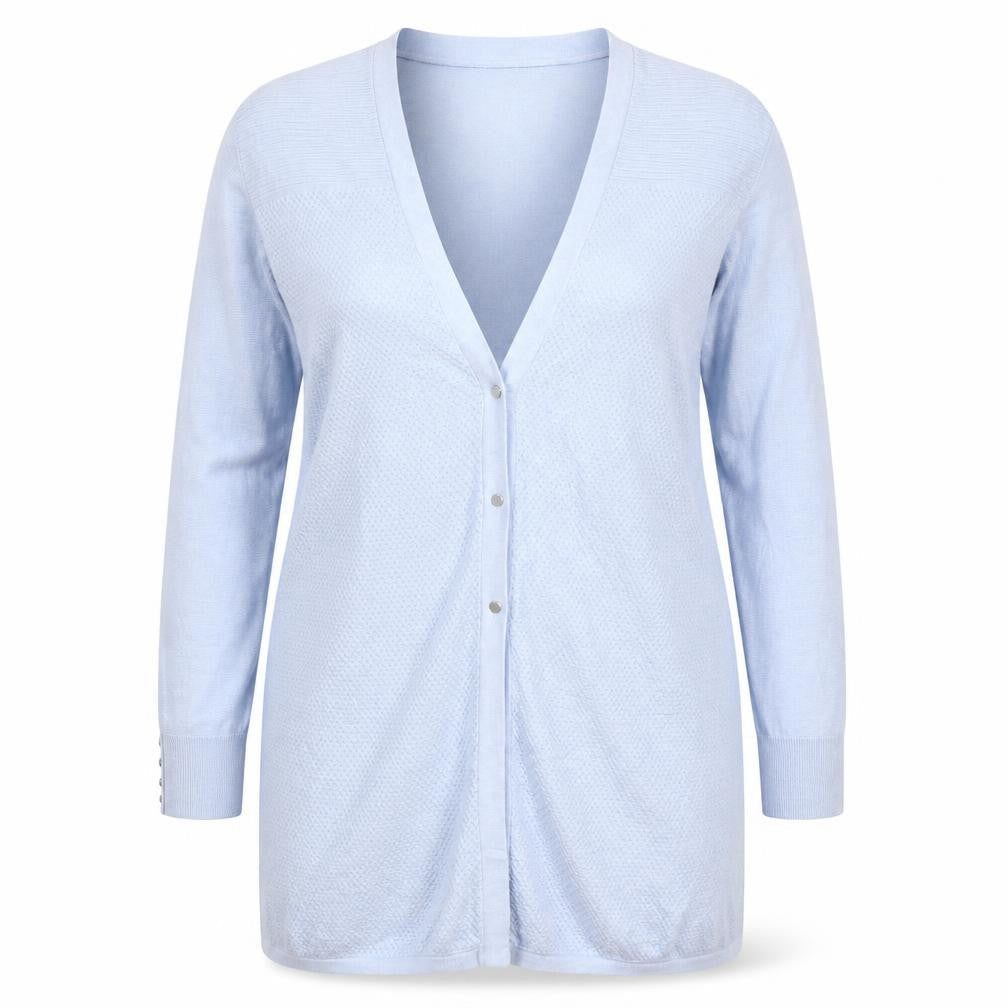 Otherside Women Blue 2XL Long Sleeve V-Neck Button Knit Cardigan