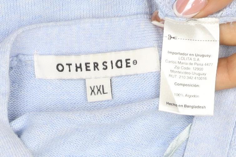 Otherside Women Blue 2XL Long Sleeve V-Neck Button Knit Cardigan