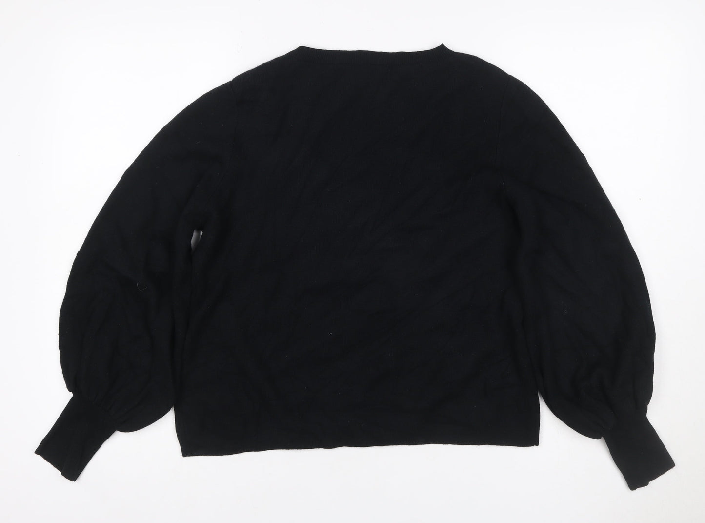 Autograph Women’s Black UK 16 Viscose Blend Crew Neck Balloon Sleeve Jumper
