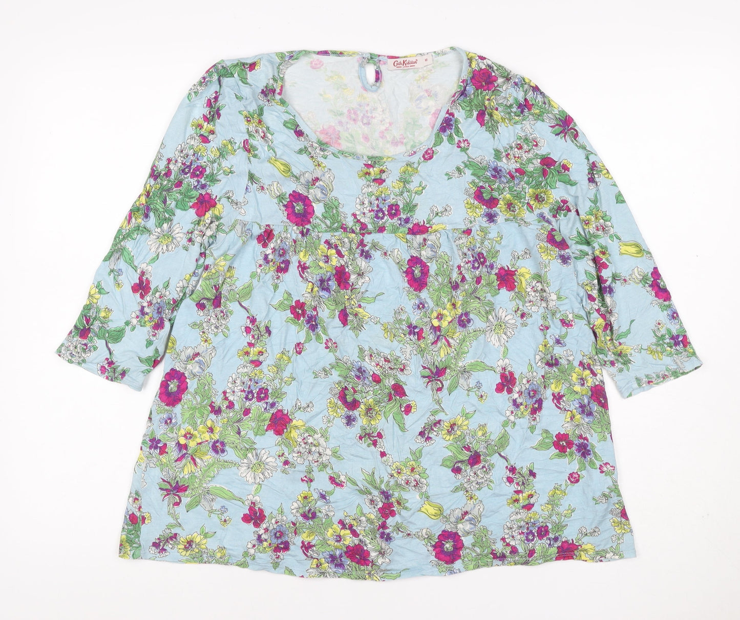 Cath Kidston Women Blue M Floral Viscose Tunic Blouse 3/4 Sleeve