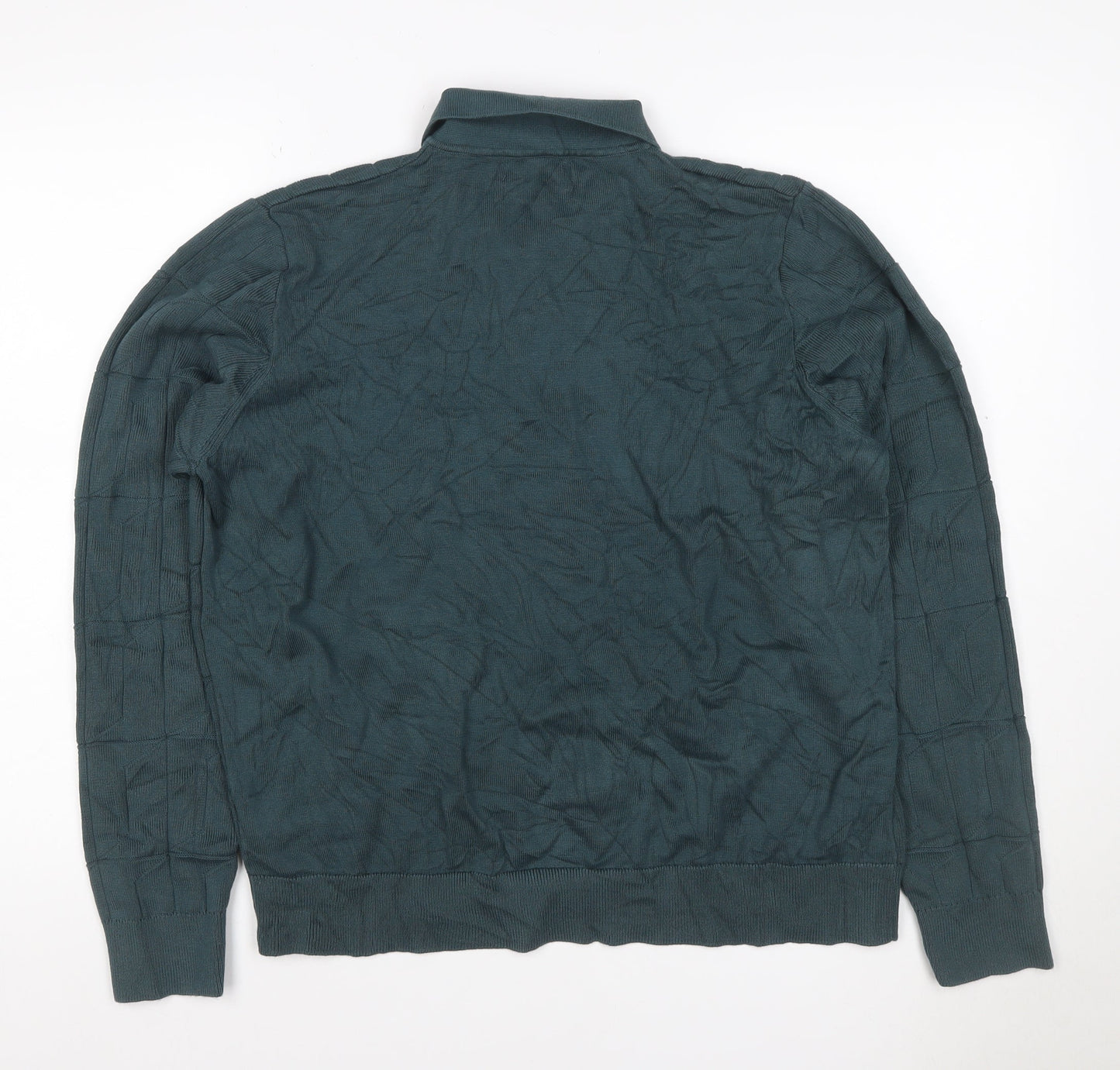 Autograph Men’s Green XL Collared Henley Cotton Modal Textured Jumper