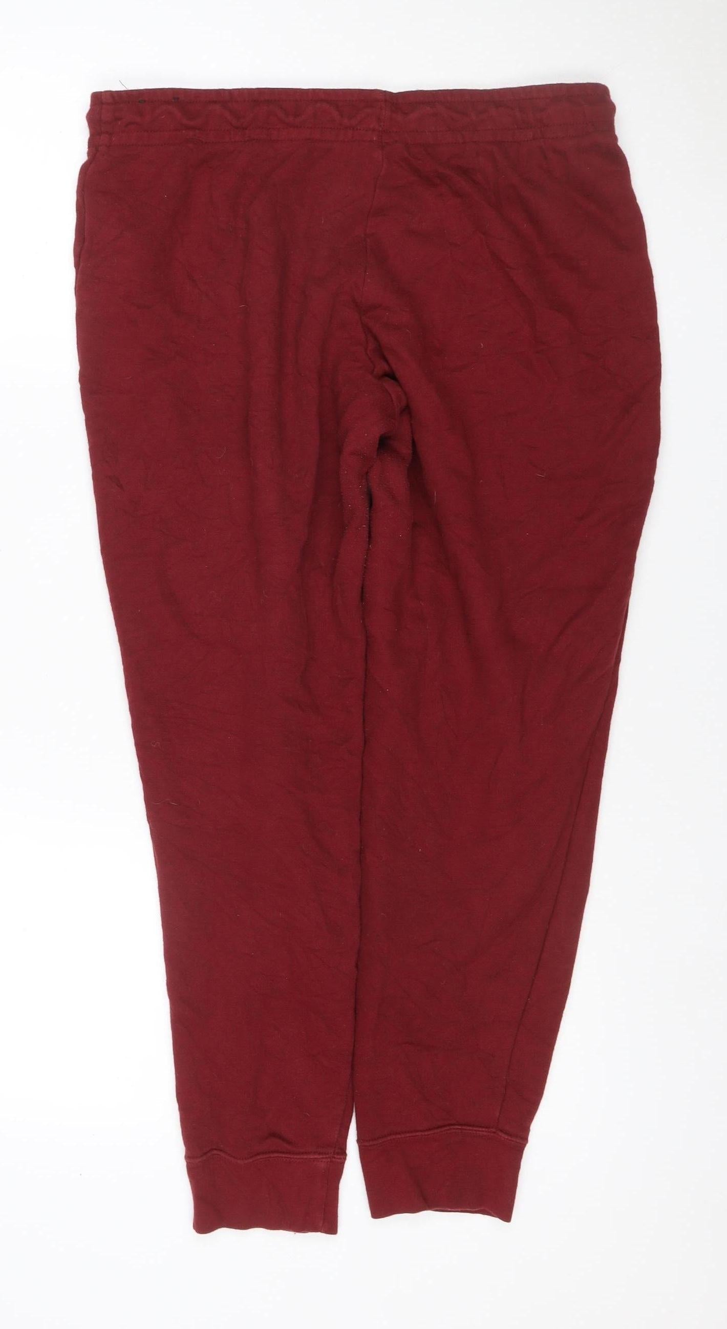 Nike Women’s Red L Sweatpants Joggers Drawstring Cuffed Logo