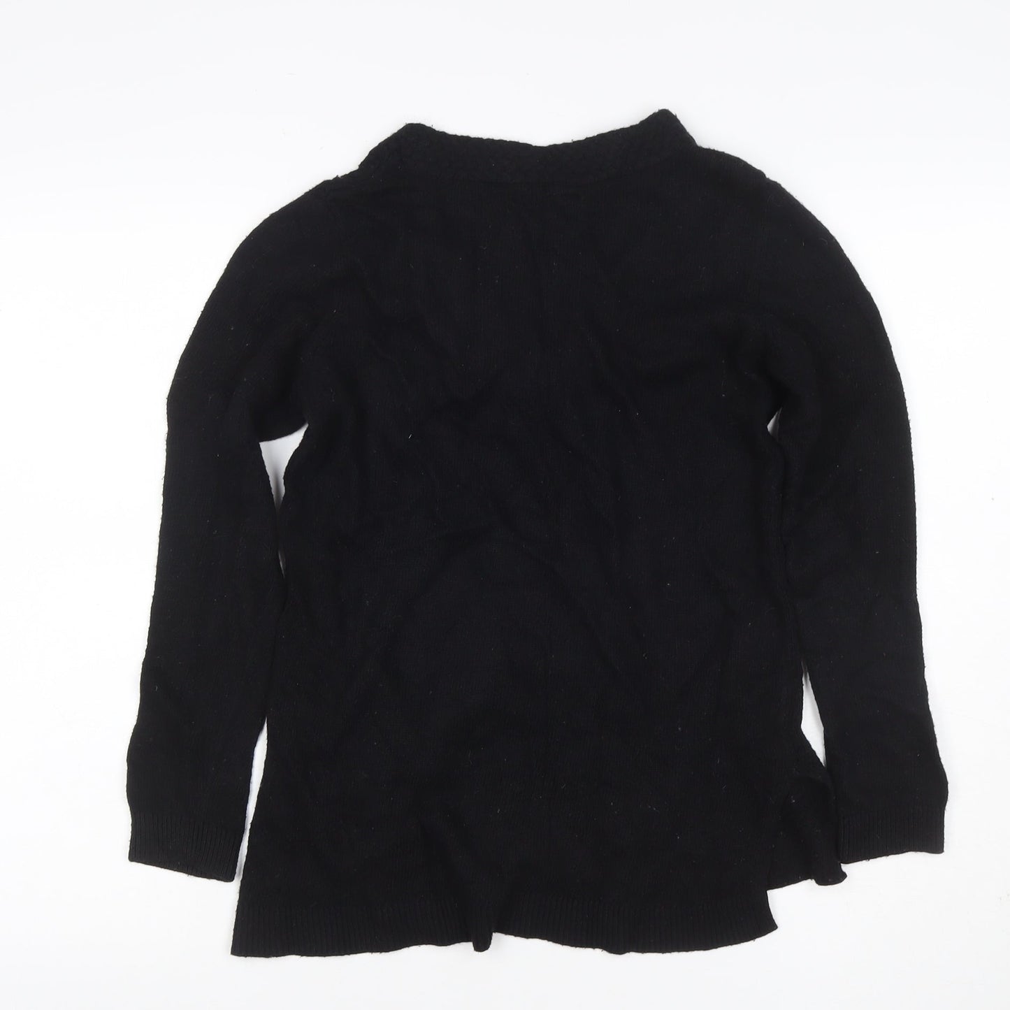 Tommy Hilfiger Women Black S Cable Knit V-Neck Wool Blend Jumper