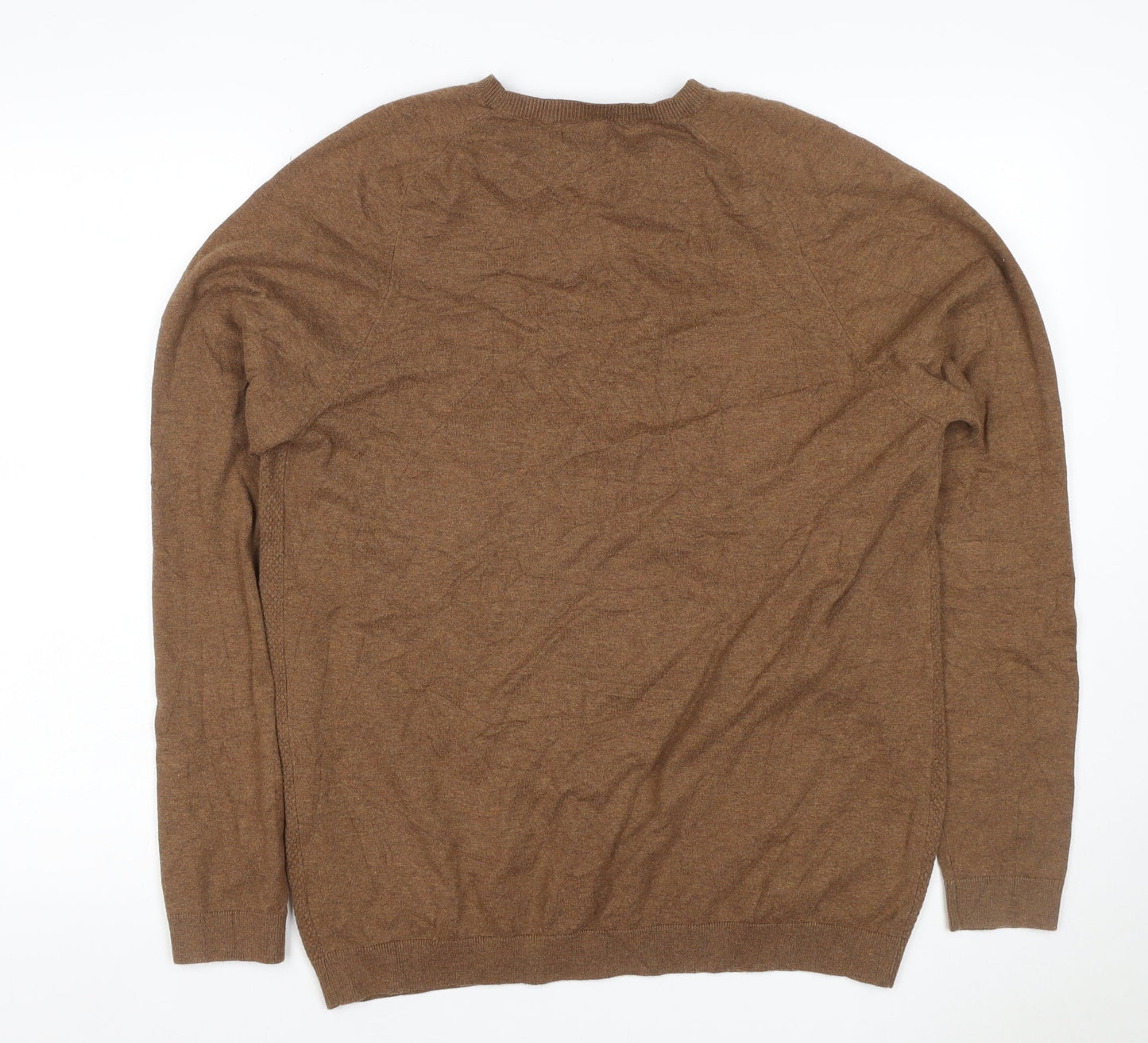 Next Men’s Brown L Crew Neck Cotton Blend Knit Pullover Jumper
