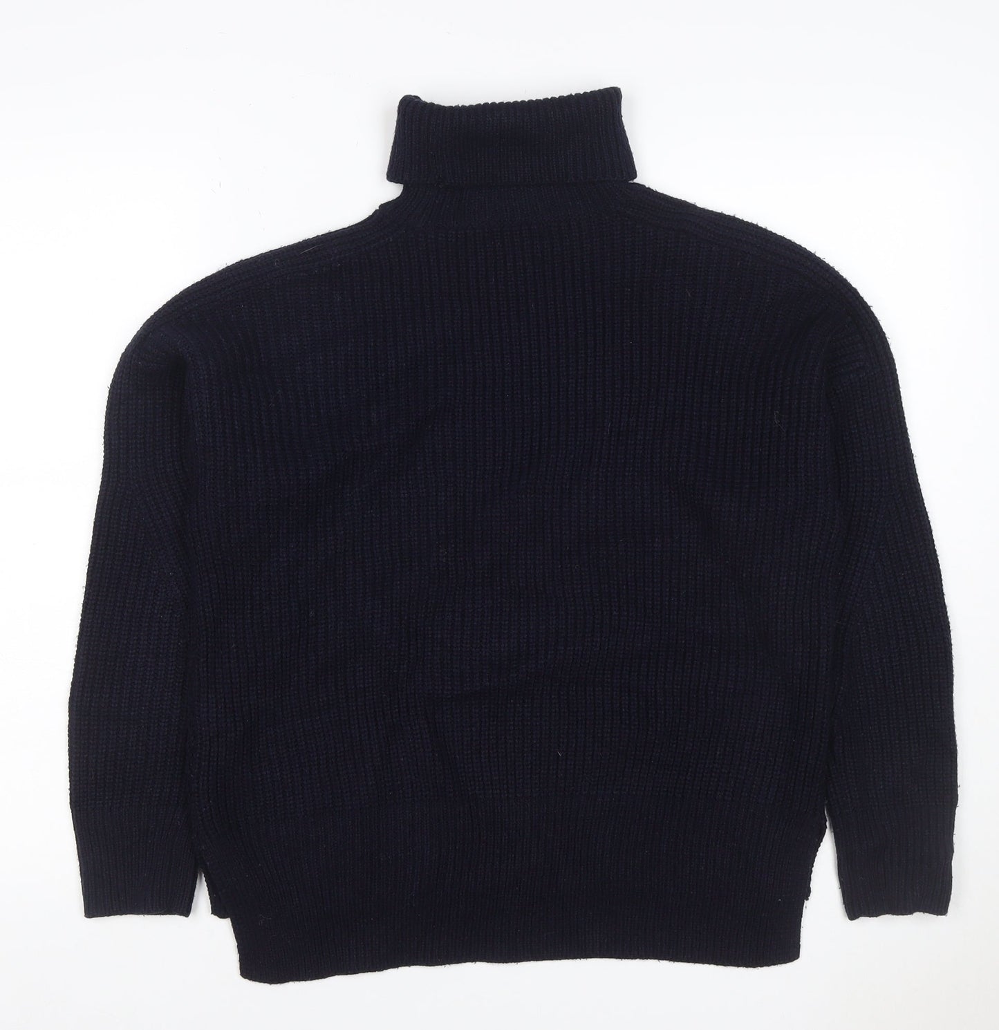 Topshop Women’s Navy Blue UK 8 Chunky Knit Roll Neck Pullover Jumper