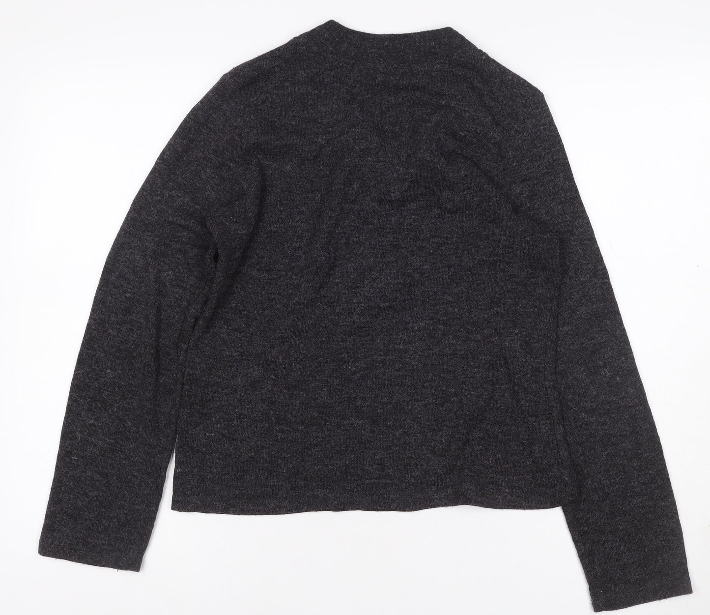 Zara Women’s Grey L Henley V-Neck Button Knit Jumper