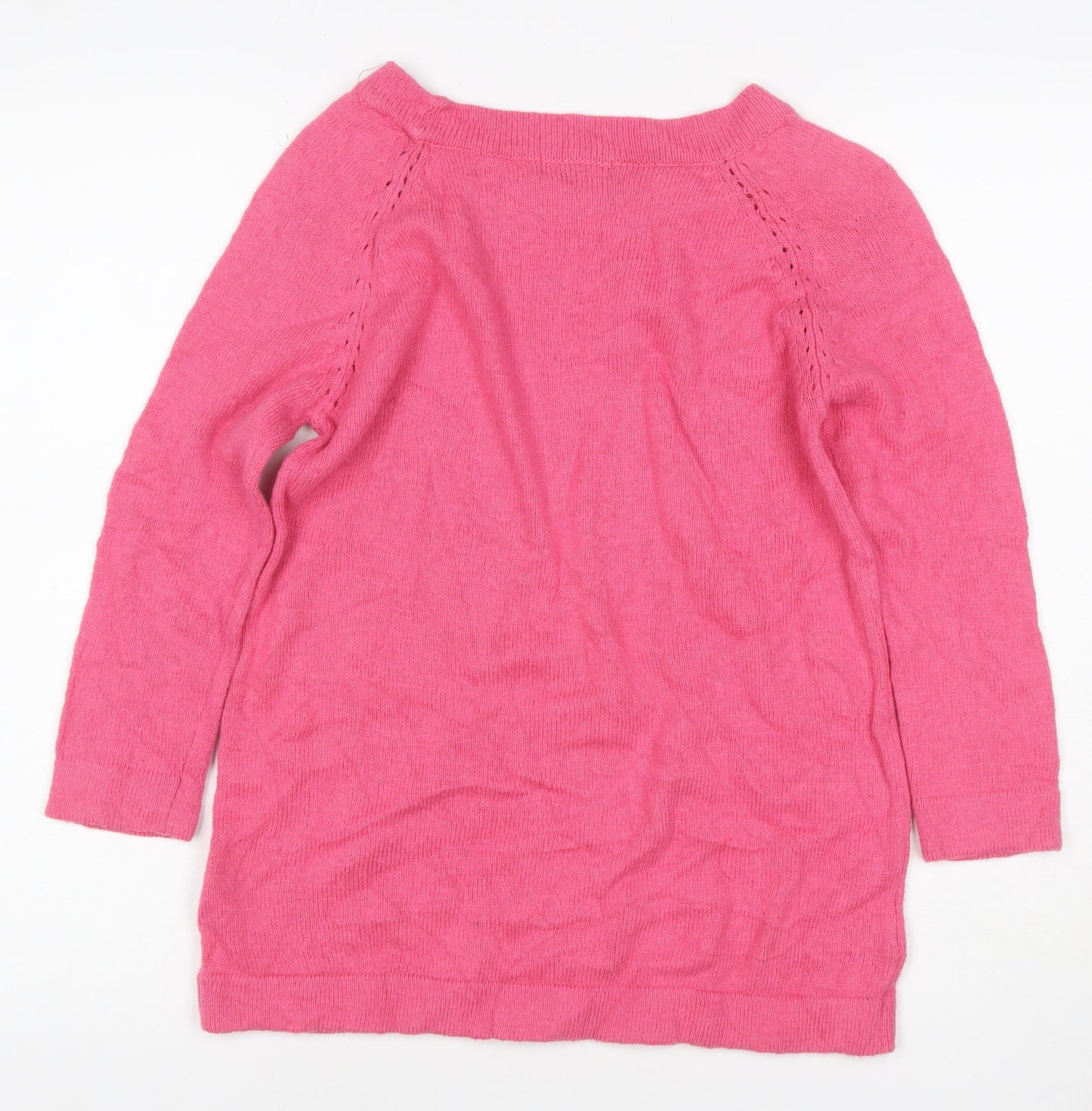 M&Co Women’s Pink Size 10 Cotton Blend Raglan Crew Neck Jumper