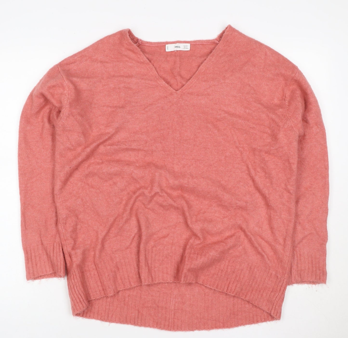 MNG Women’s Pink Size S V-Neck Long Sleeve Knit Pullover Jumper