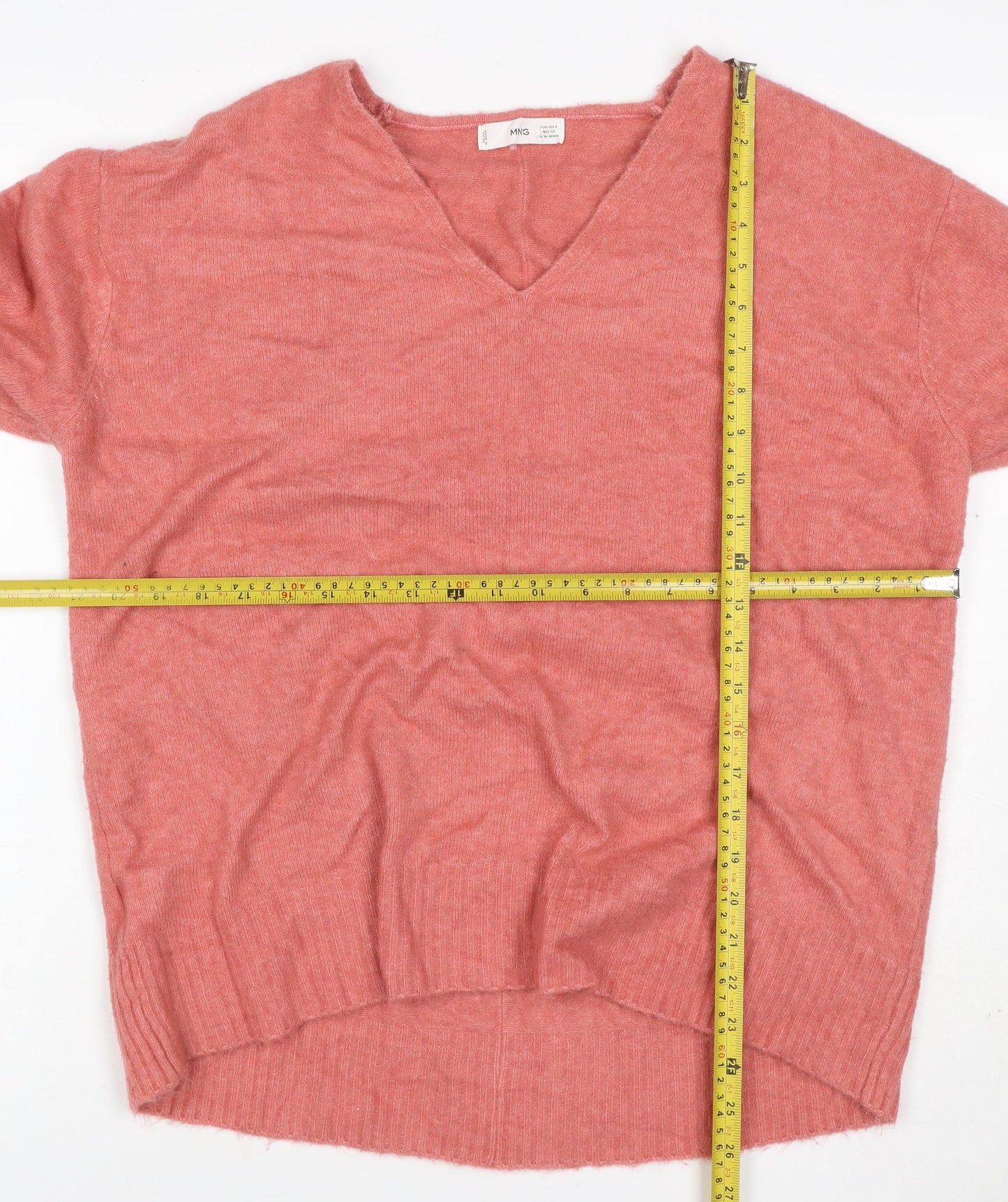 MNG Women’s Pink Size S V-Neck Long Sleeve Knit Pullover Jumper