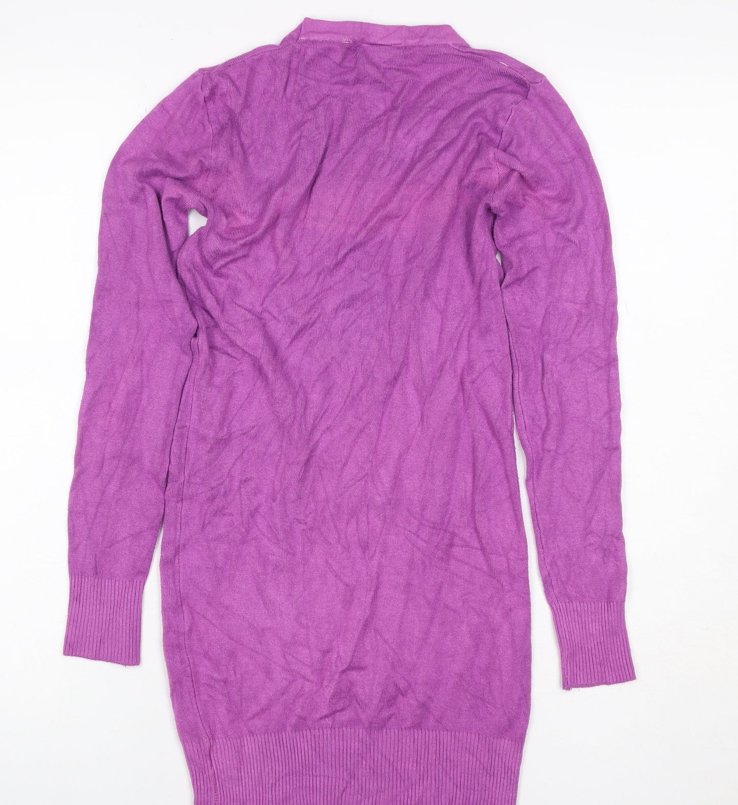 Kooples Women Purple S Knee Length Jumper Dress Rhinestone Long Sleeve