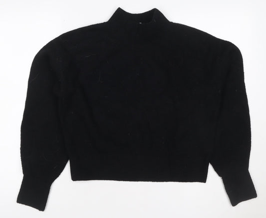 & Other Stories Women Black XS Mock Neck Balloon Sleeve Knit Jumper