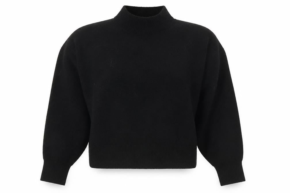 & Other Stories Women Black XS Mock Neck Balloon Sleeve Knit Jumper