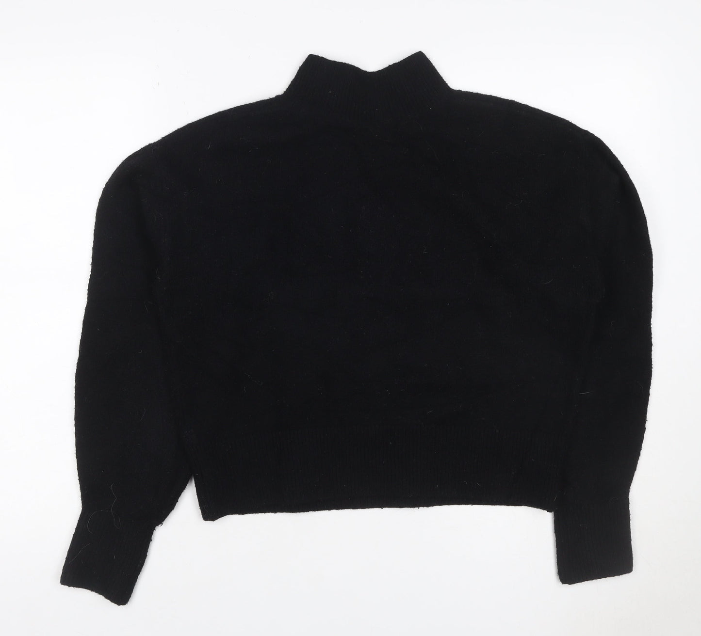 & Other Stories Women Black XS Mock Neck Balloon Sleeve Knit Jumper