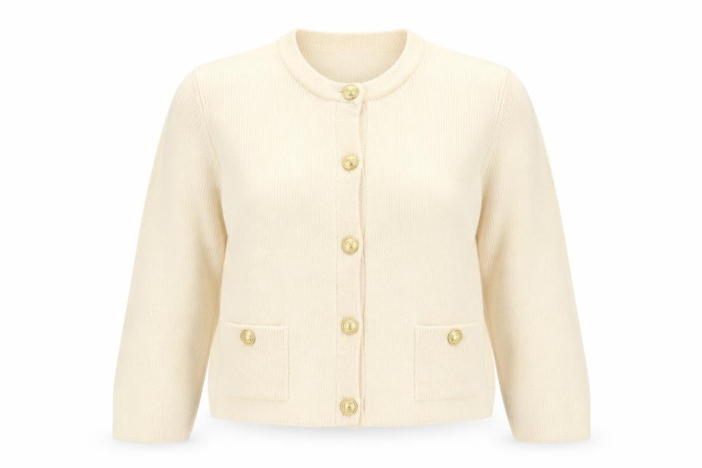 Marks and Spencer Women Ivory S Rib Knit Button Pocket Cardigan