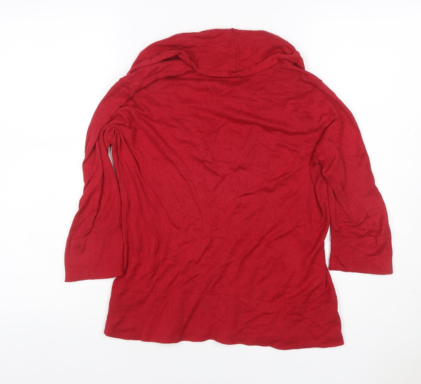 Marks & Spencer Women Red UK 12 Petite Cowl Neck Jersey Top 3/4 Sleeve