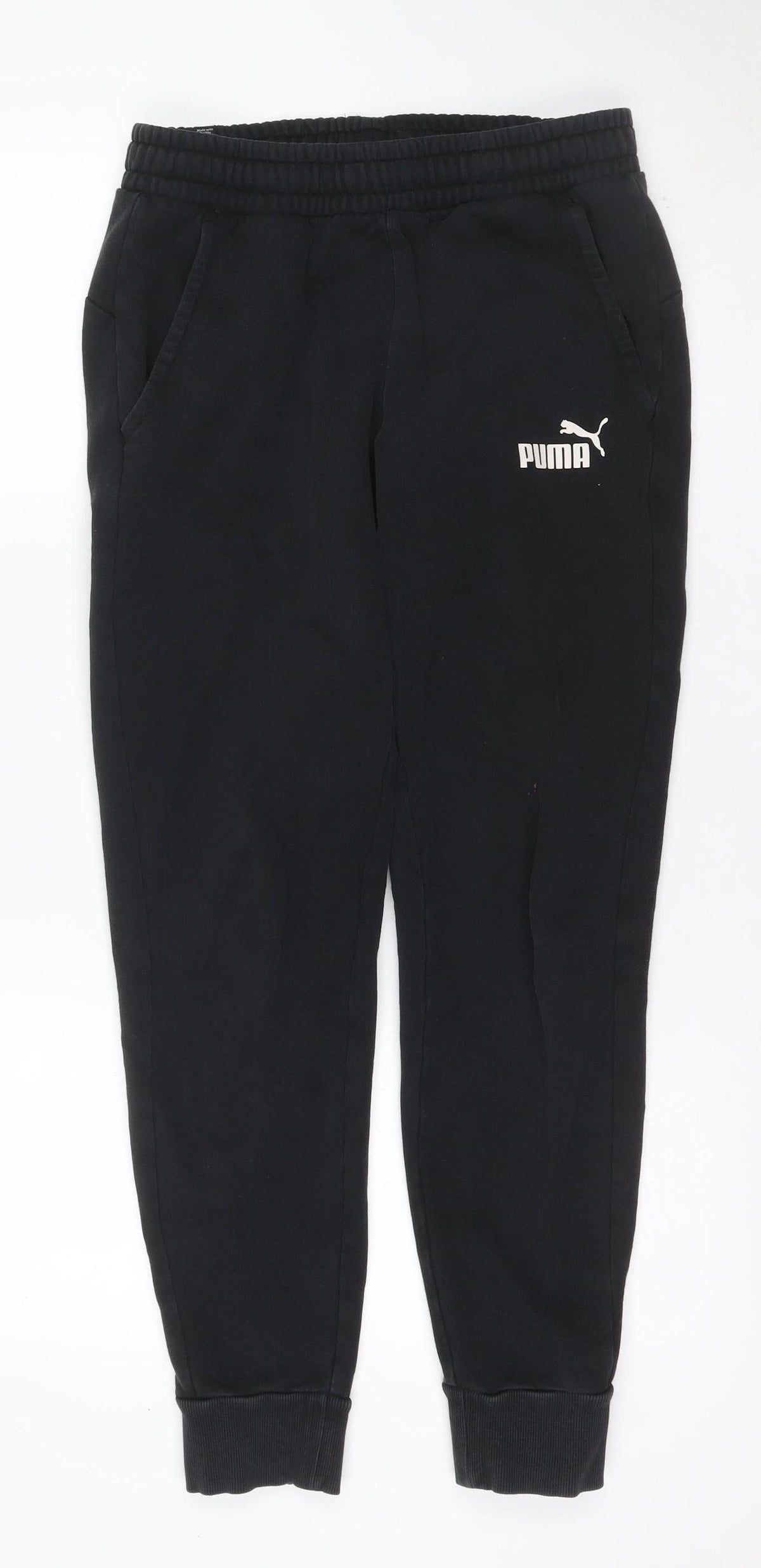 Back view of Puma Men's Black S Jogger Track Pants Elastic Waist Cuffed Sports Trousers