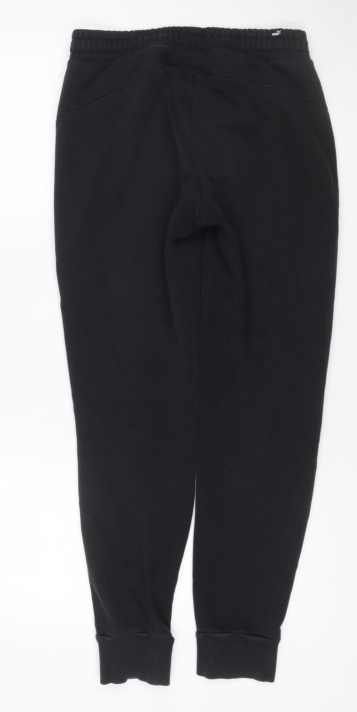 Close-up detail of Puma Men's Black S Jogger Track Pants Elastic Waist Cuffed Sports Trousers