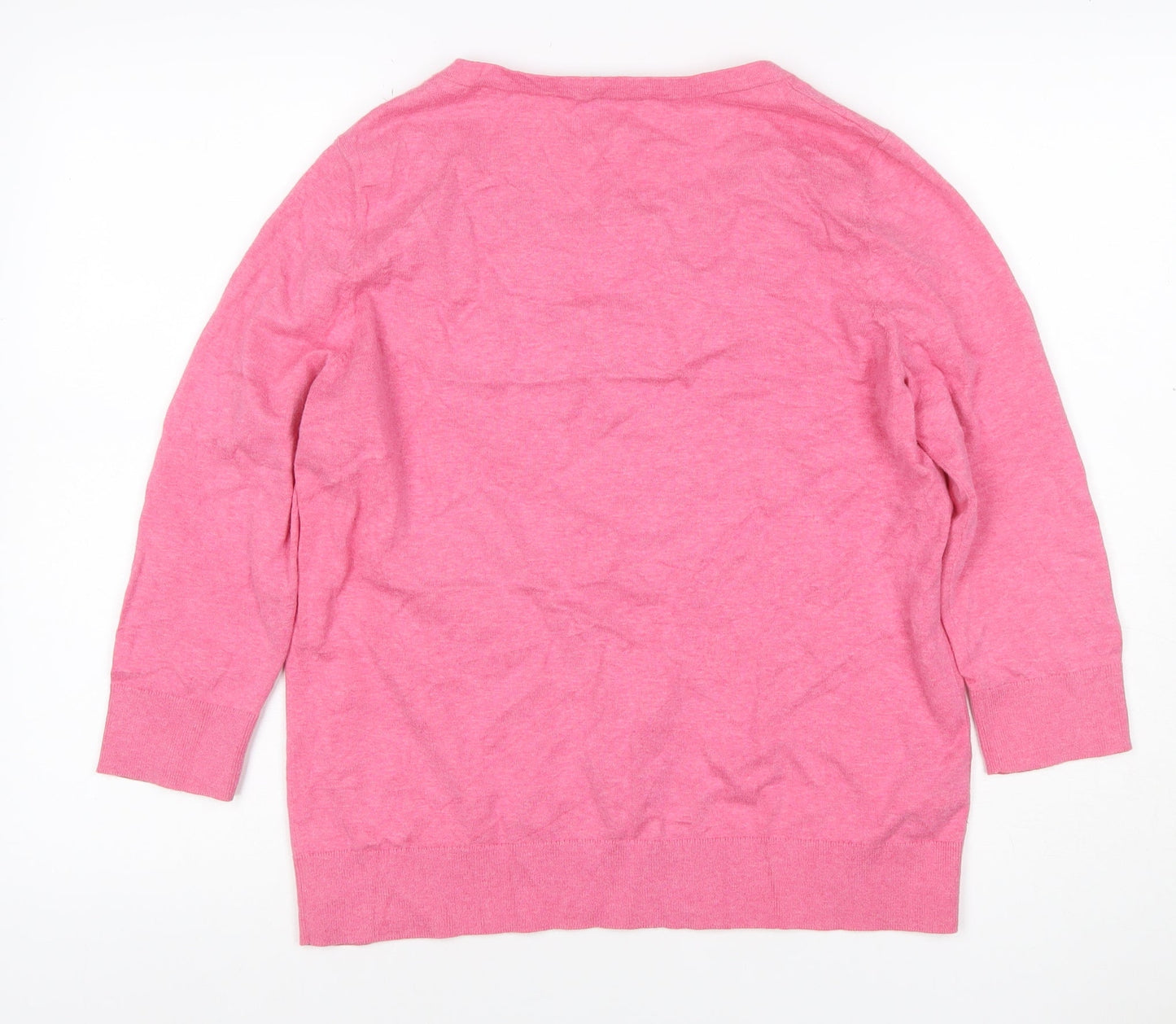 Laura Ashley Women’s Pink Cotton Blend Square Neck Pullover Jumper UK 14