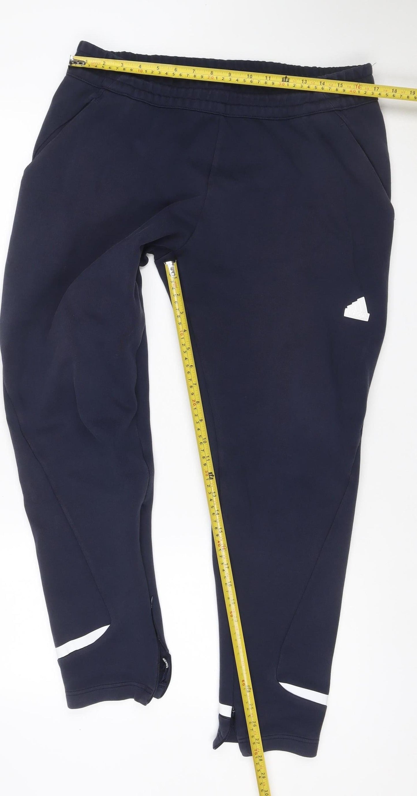 Adidas Men's Navy Blue XL Track Pants Tapered Stretch Zip Ankle Joggers