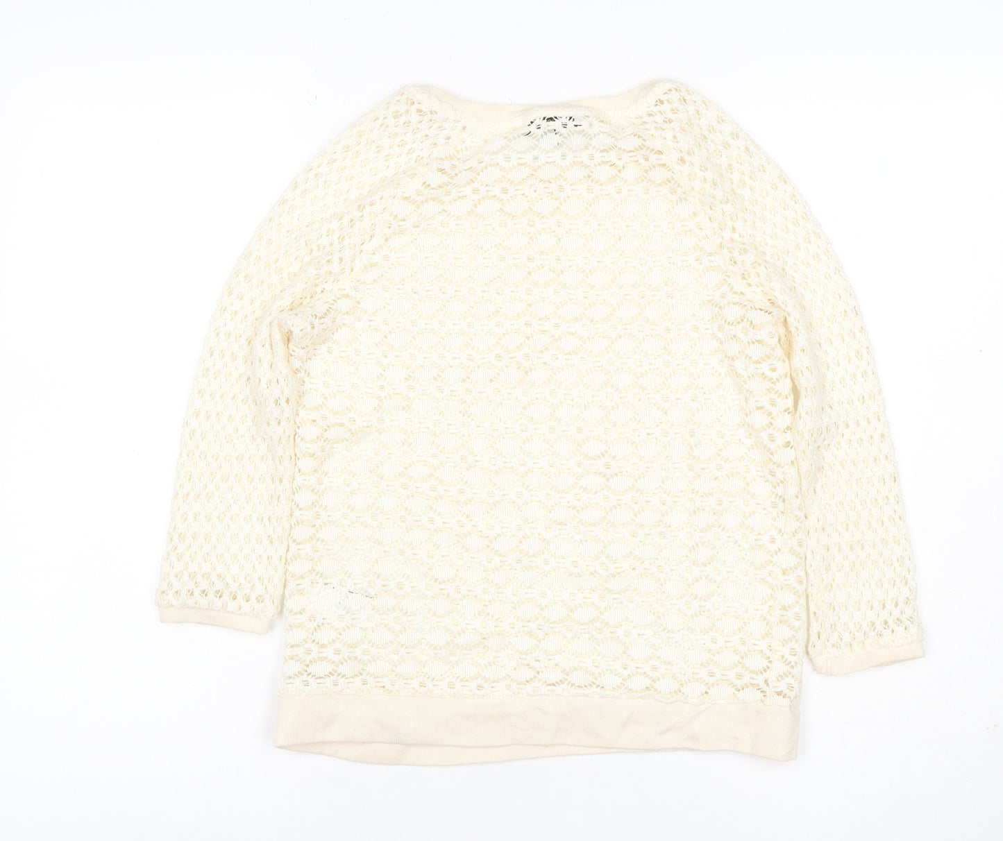 Next Women’s Ivory UK 6 Open Knit Crochet Crew Neck Jumper