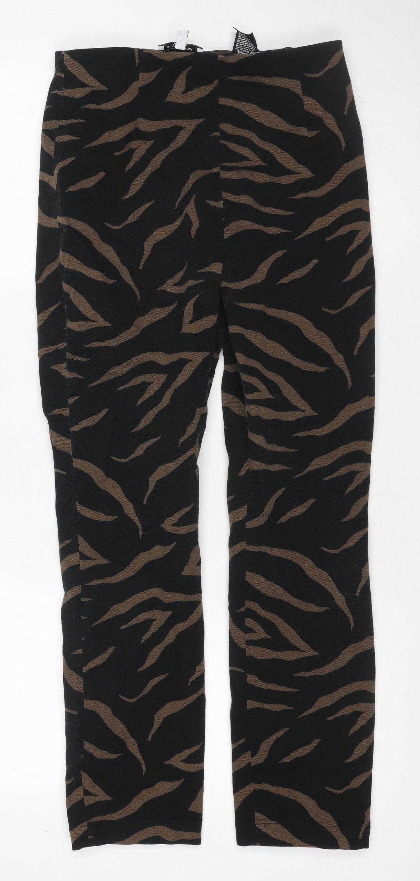 & Other Stories Women Black Brown Animal Print Wide Leg Trousers UK 10