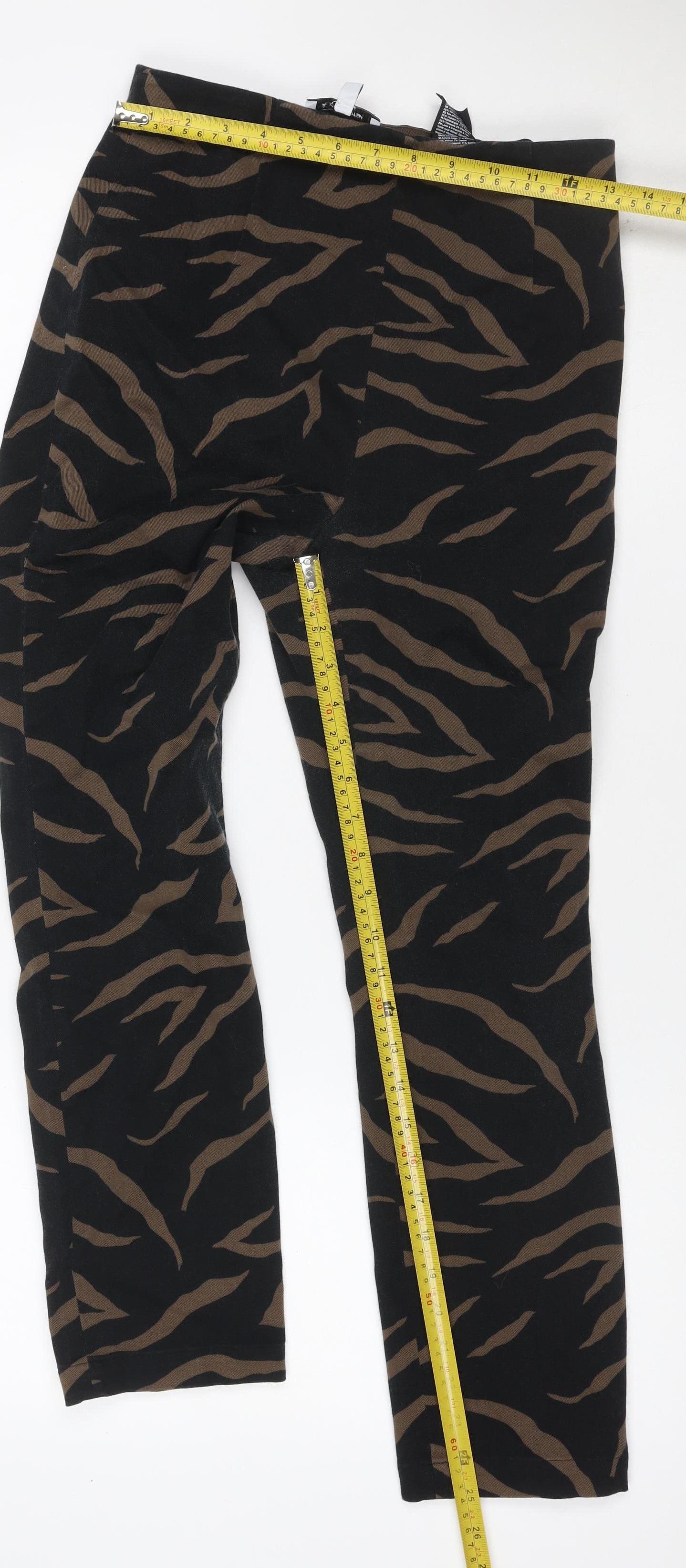 & Other Stories Women Black Brown Animal Print Wide Leg Trousers UK 10