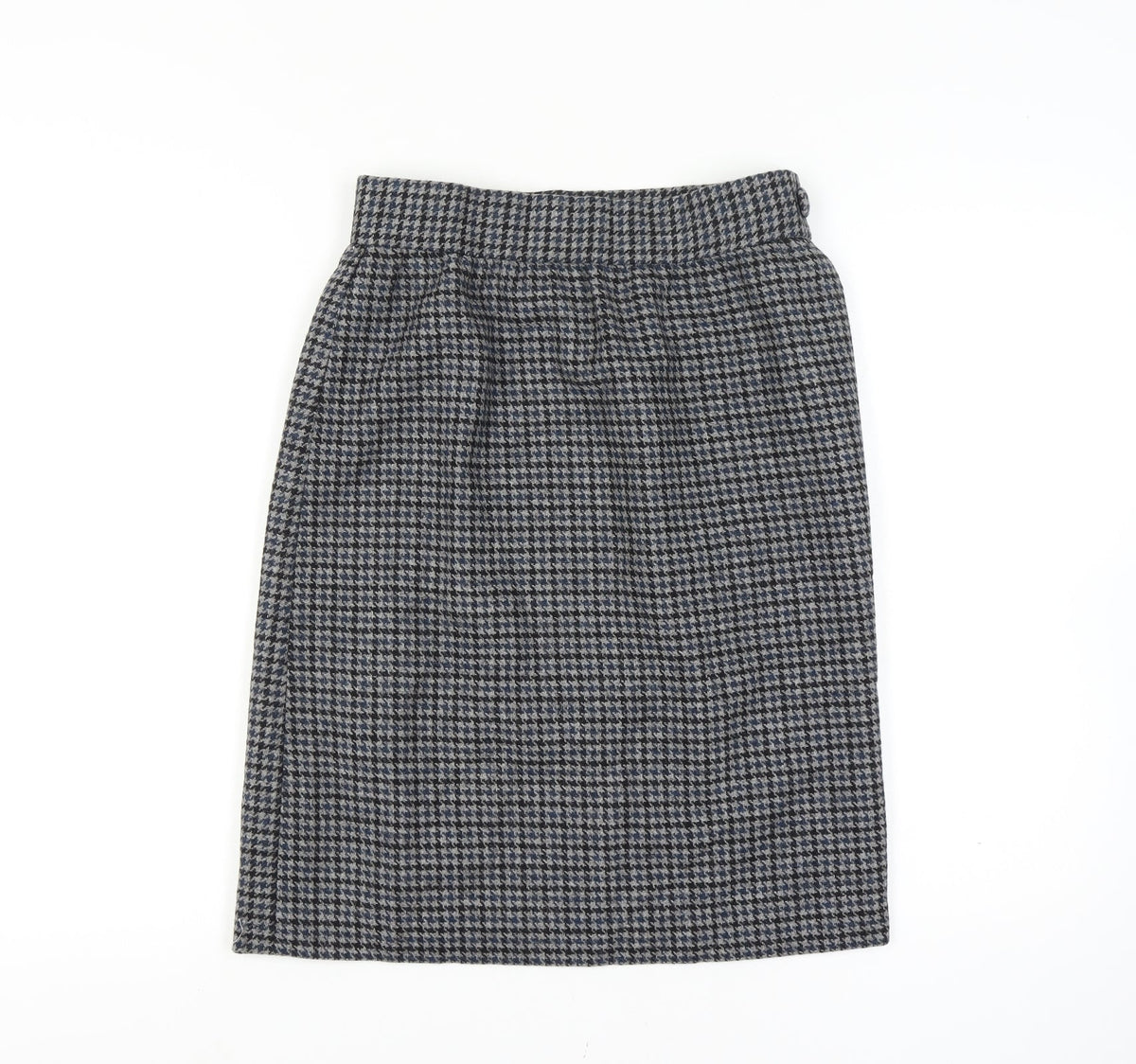 Women’s Wool Grey Black Houndstooth Check 28 Waist High Rise Pencil Skirt Knee Length