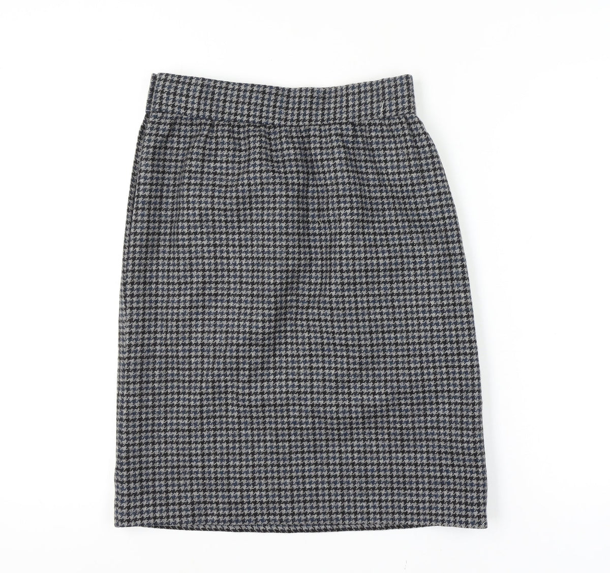 Women’s Wool Grey Black Houndstooth Check 28 Waist High Rise Pencil Skirt Knee Length