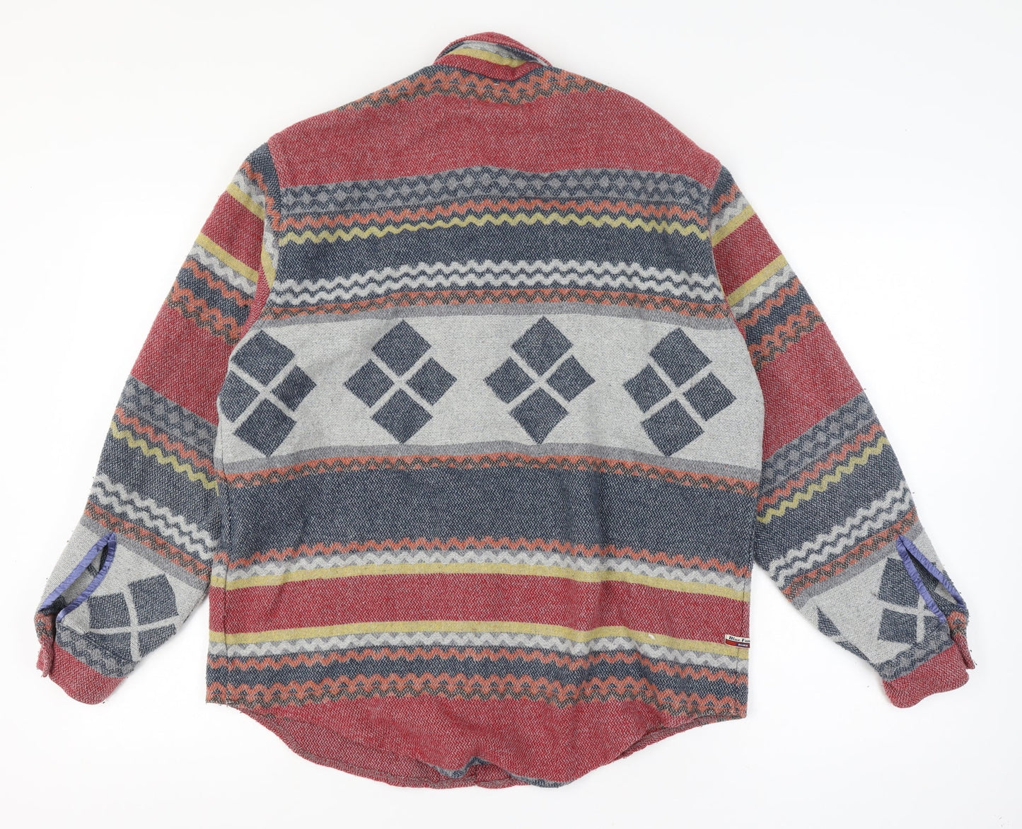 Benetton Blue Family Men’s M Multicolour Wool Blend Argyle Overshirt