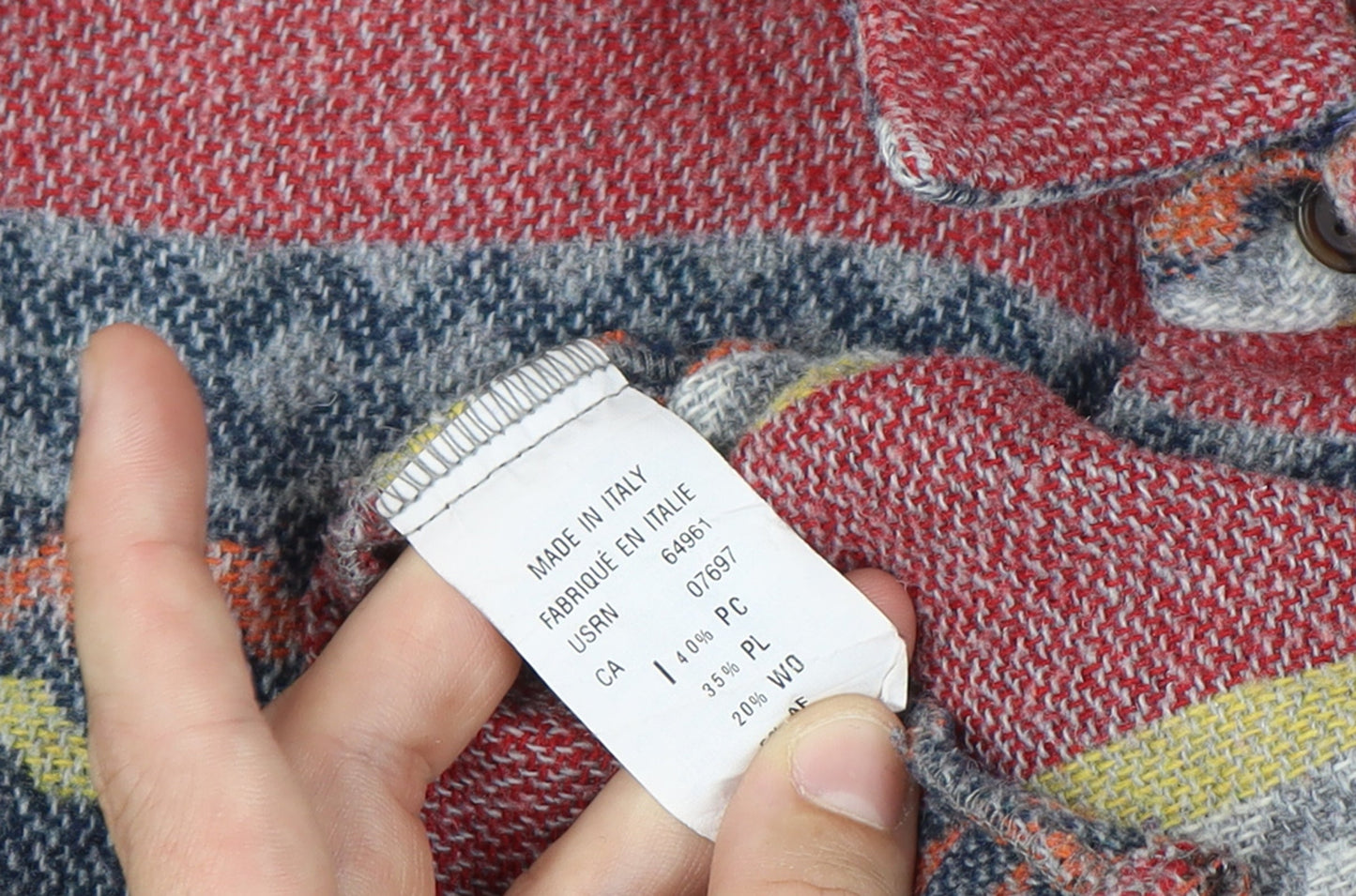 Benetton Blue Family Men’s M Multicolour Wool Blend Argyle Overshirt