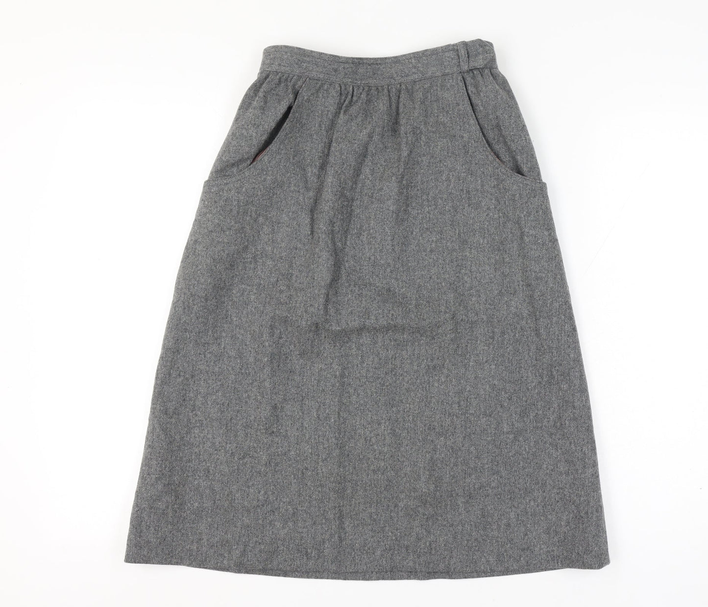 Paniner Women Waist 24 Grey Size Unlabelled Wool A-Line Midi Skirt