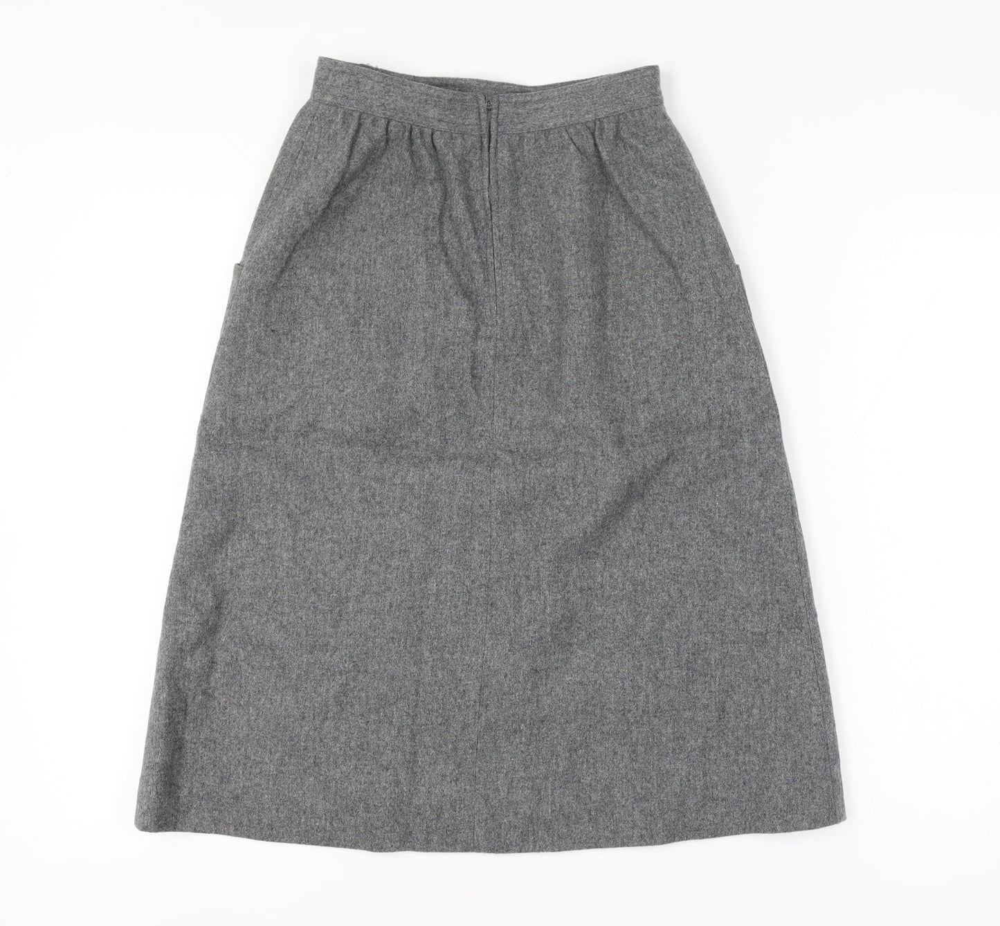 Paniner Women Waist 24 Grey Size Unlabelled Wool A-Line Midi Skirt