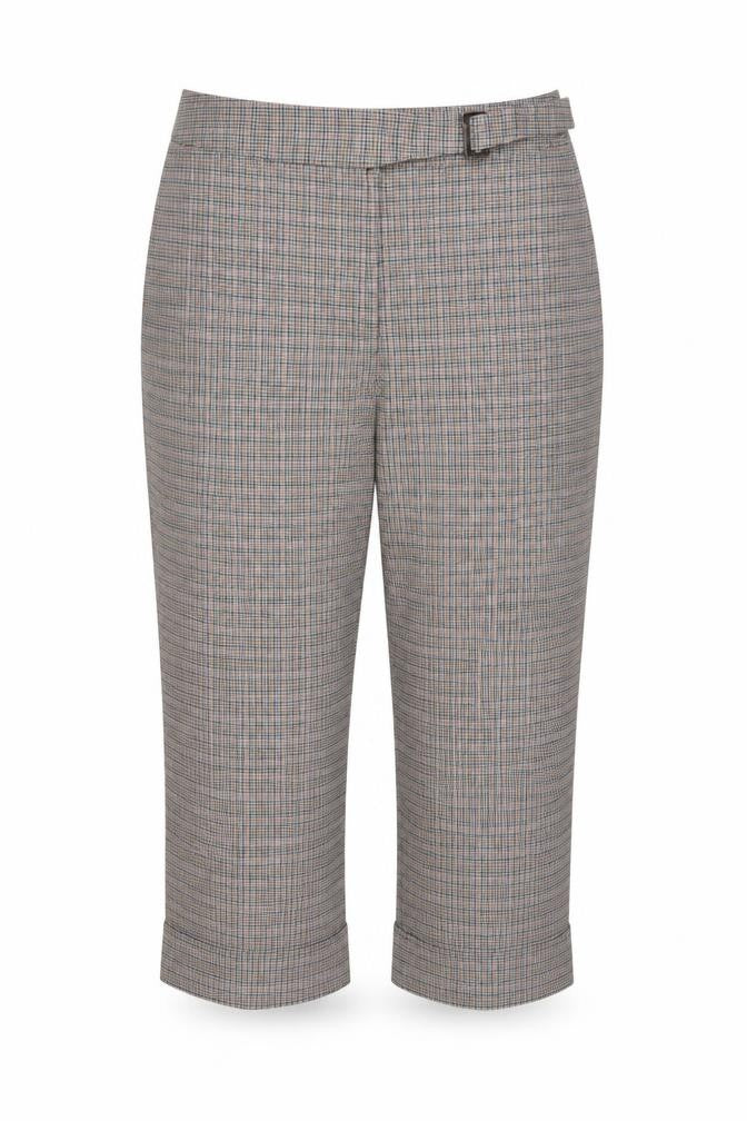Marks & Spencer Women Multicoloured UK 22 Check Belted Ankle Trousers