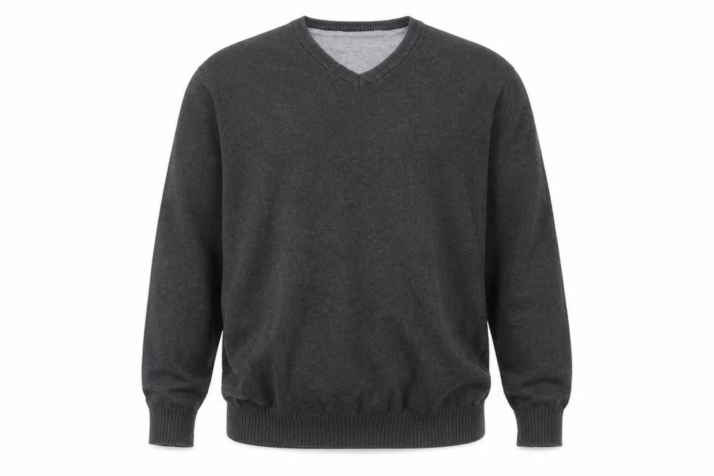 Front view of Maine New England Men Black 2XL V-Neck Cotton Knit jumper