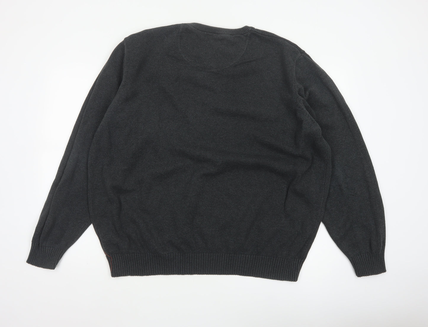 Maine New England Men Black 2XL V-Neck Cotton Knit Pullover Jumper